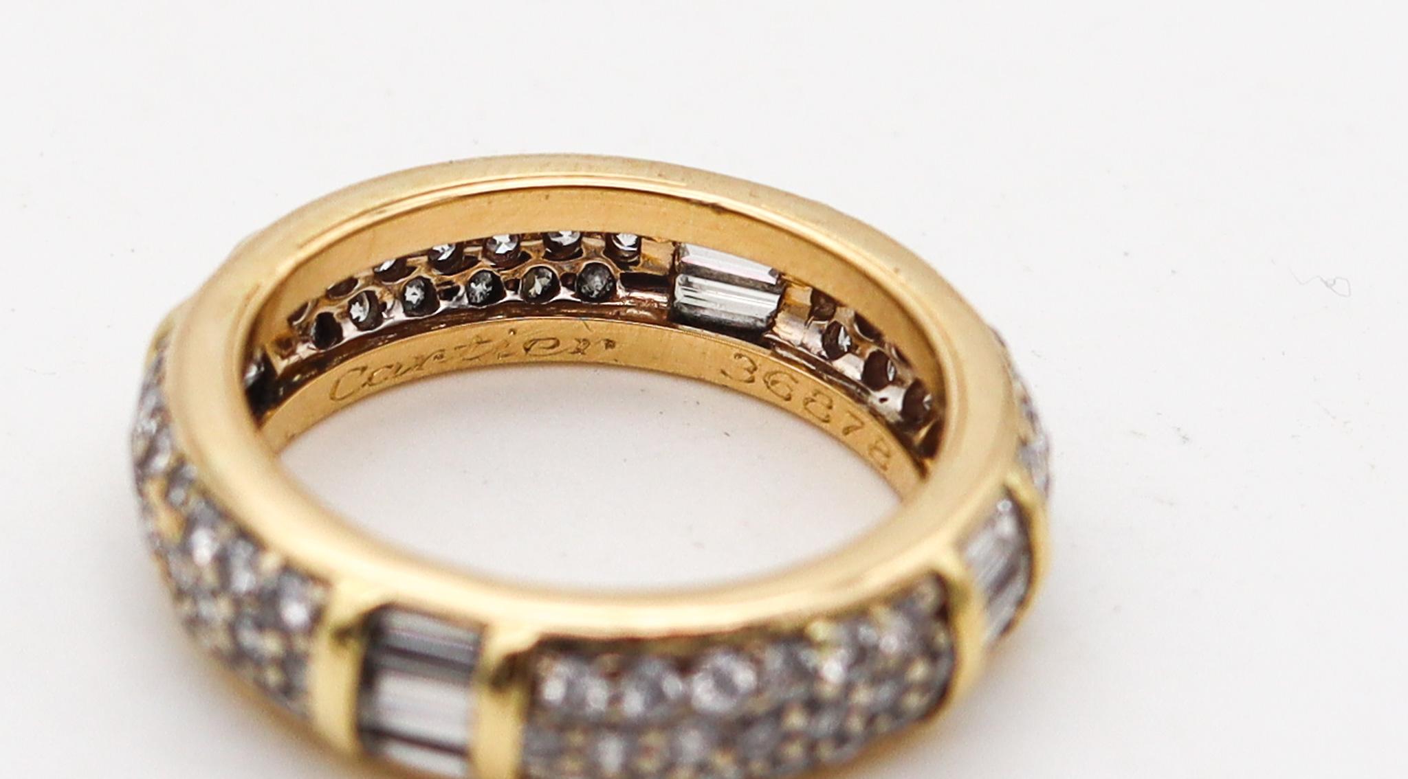 Moderniste Cartier Paris, bague d'éternité inhabituelle en or jaune 18 carats avec 2,12 carats de diamants en vente