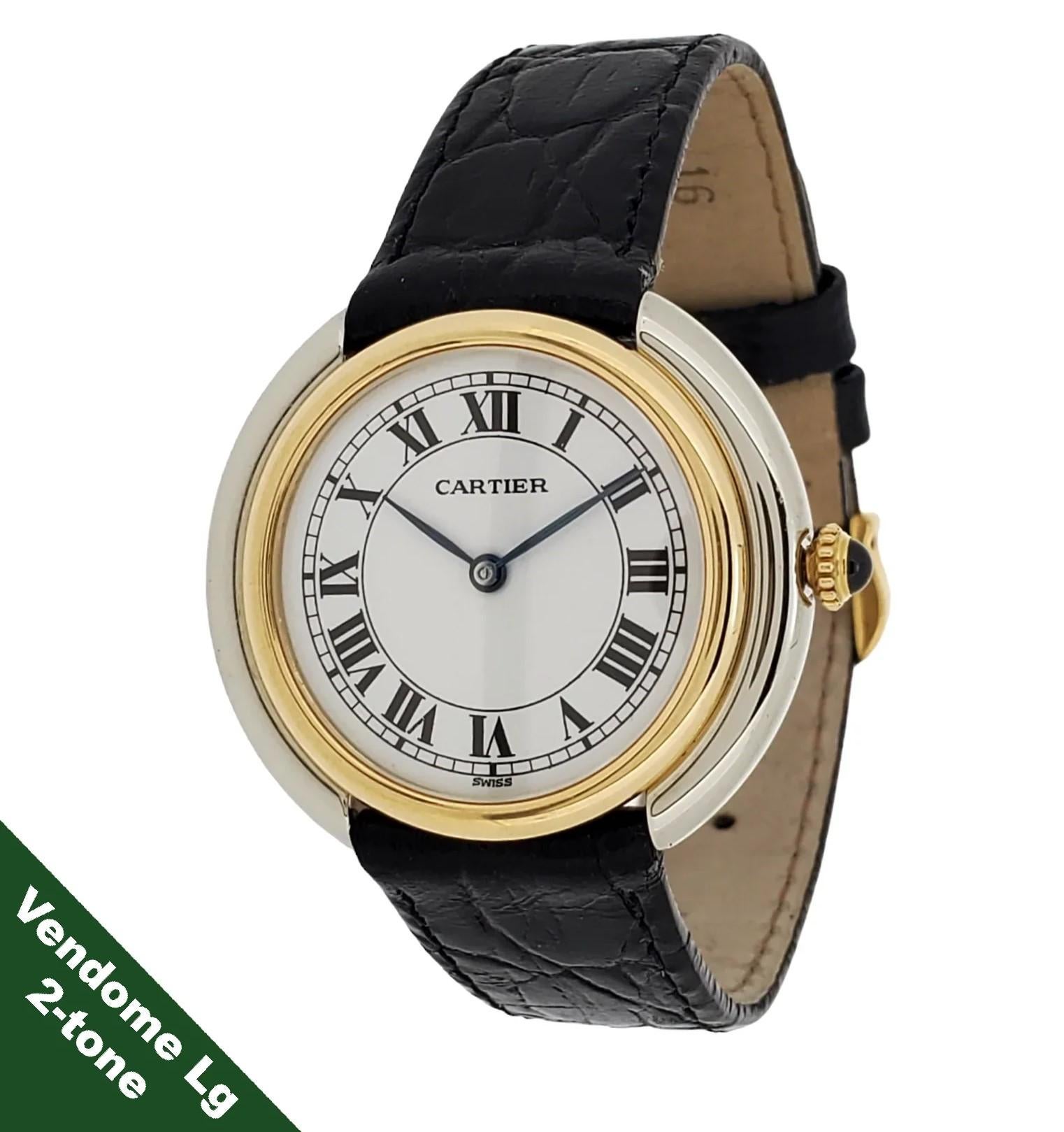 Cartier Paris Vendome 2-Tone Large Watch 34mm, Manual wind, Circa. 1973-1976 For Sale 4