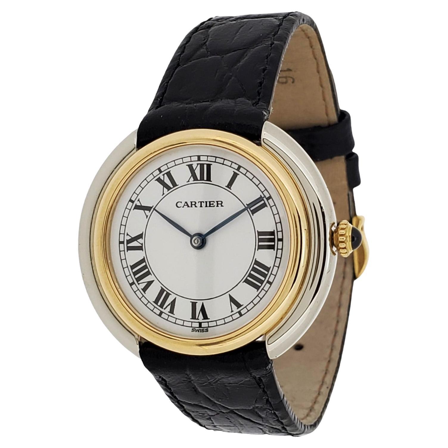 Cartier Paris Vendome 2-Tone Large Watch 34mm, Manual wind, Circa. 1973-1976 For Sale
