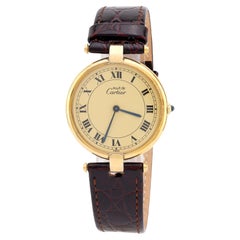 Orologio da polso Cartier Paris Vendome in pelle argentata placcata oro