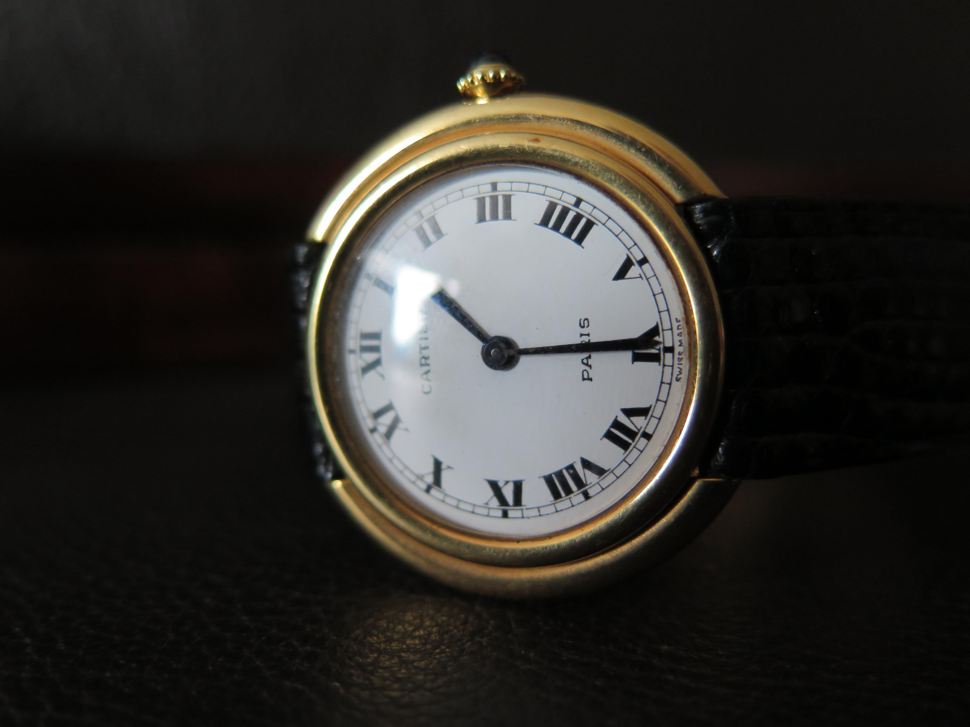 Cartier Paris Vendome grande boucle déployante automatique d'origine des années 1970 en vente 6