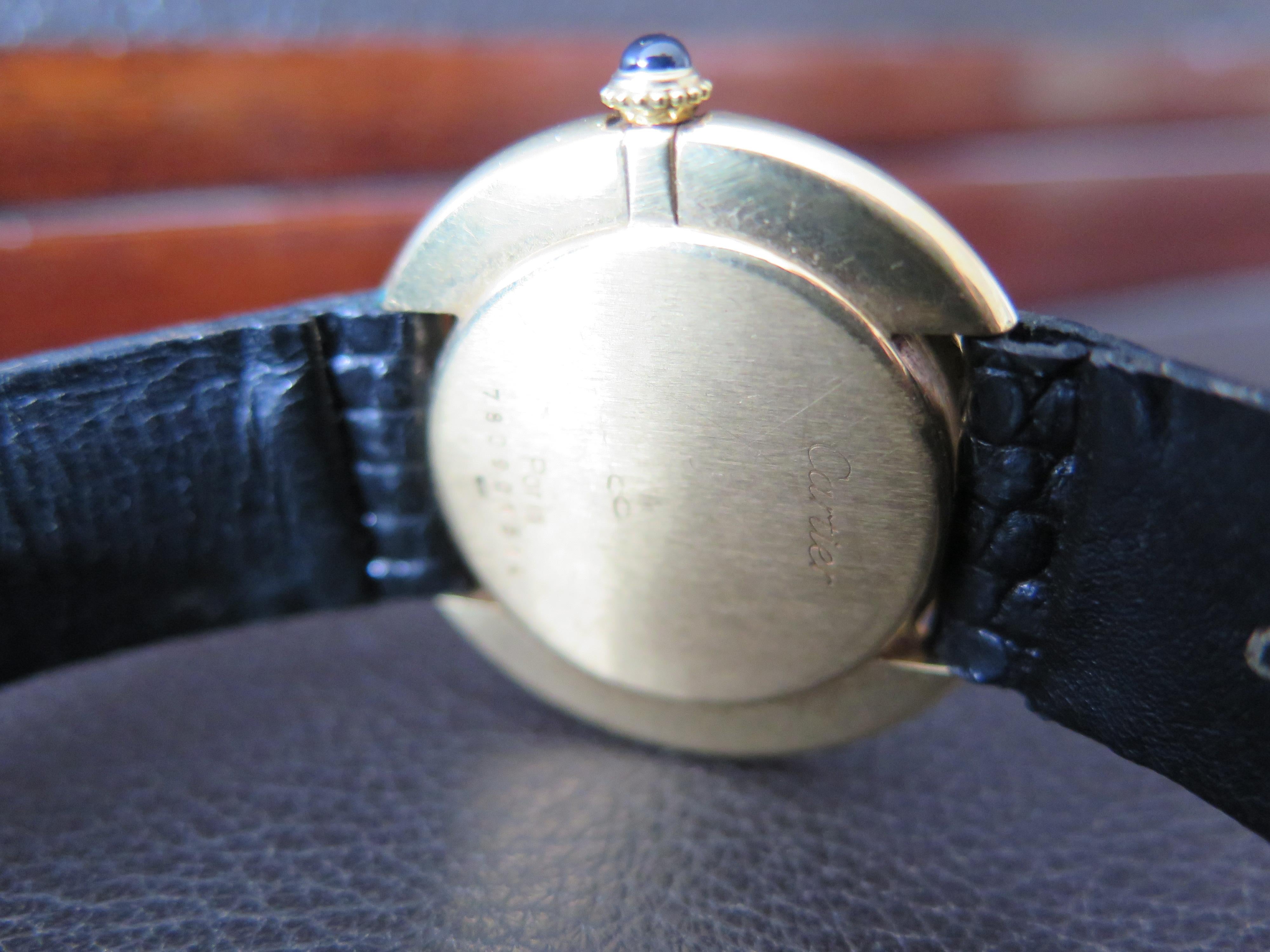 Cartier Paris Vendome grande boucle déployante automatique d'origine des années 1970 en vente 8