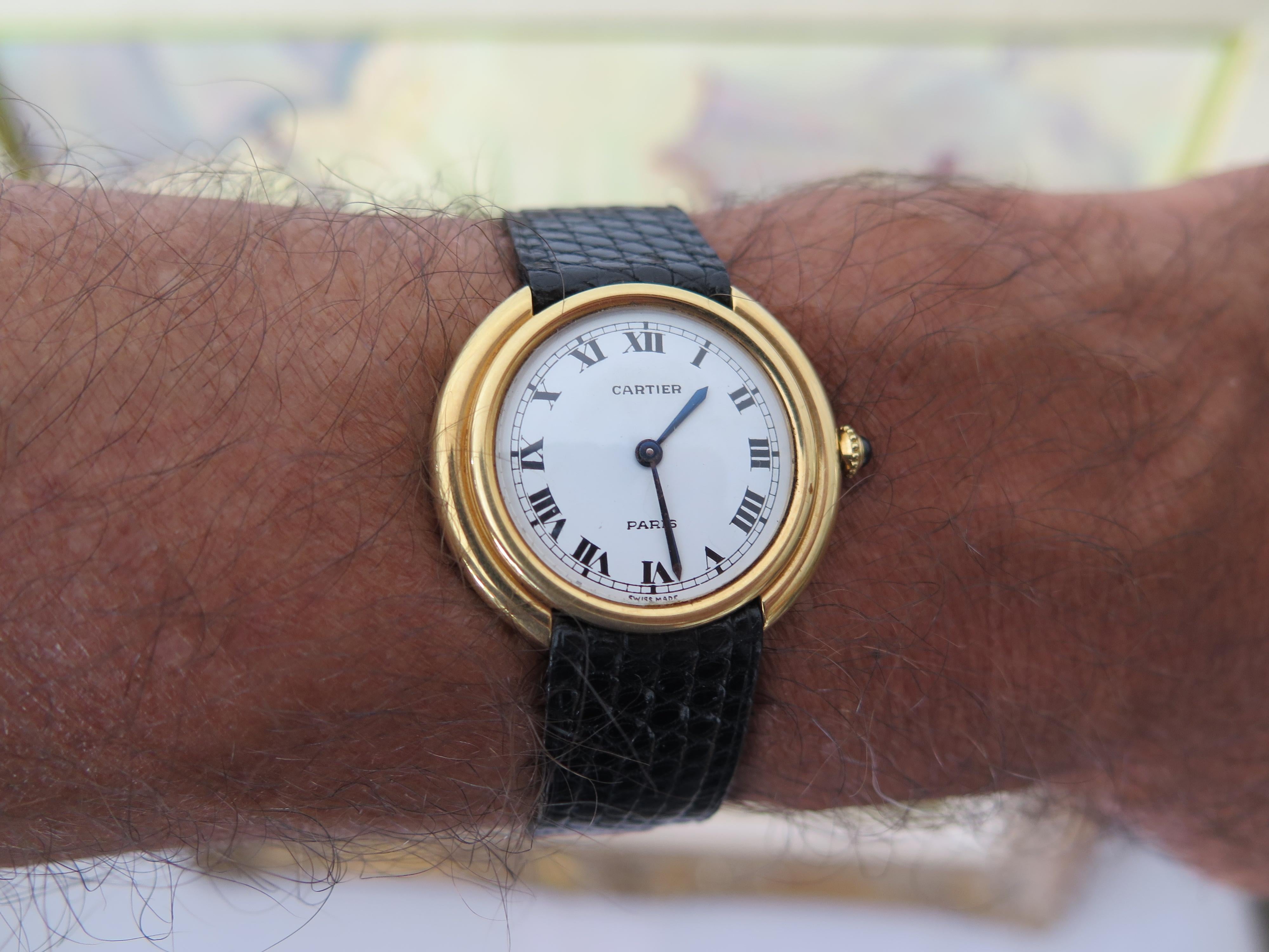Cartier Paris Vendome grande boucle déployante automatique d'origine des années 1970 en vente 1