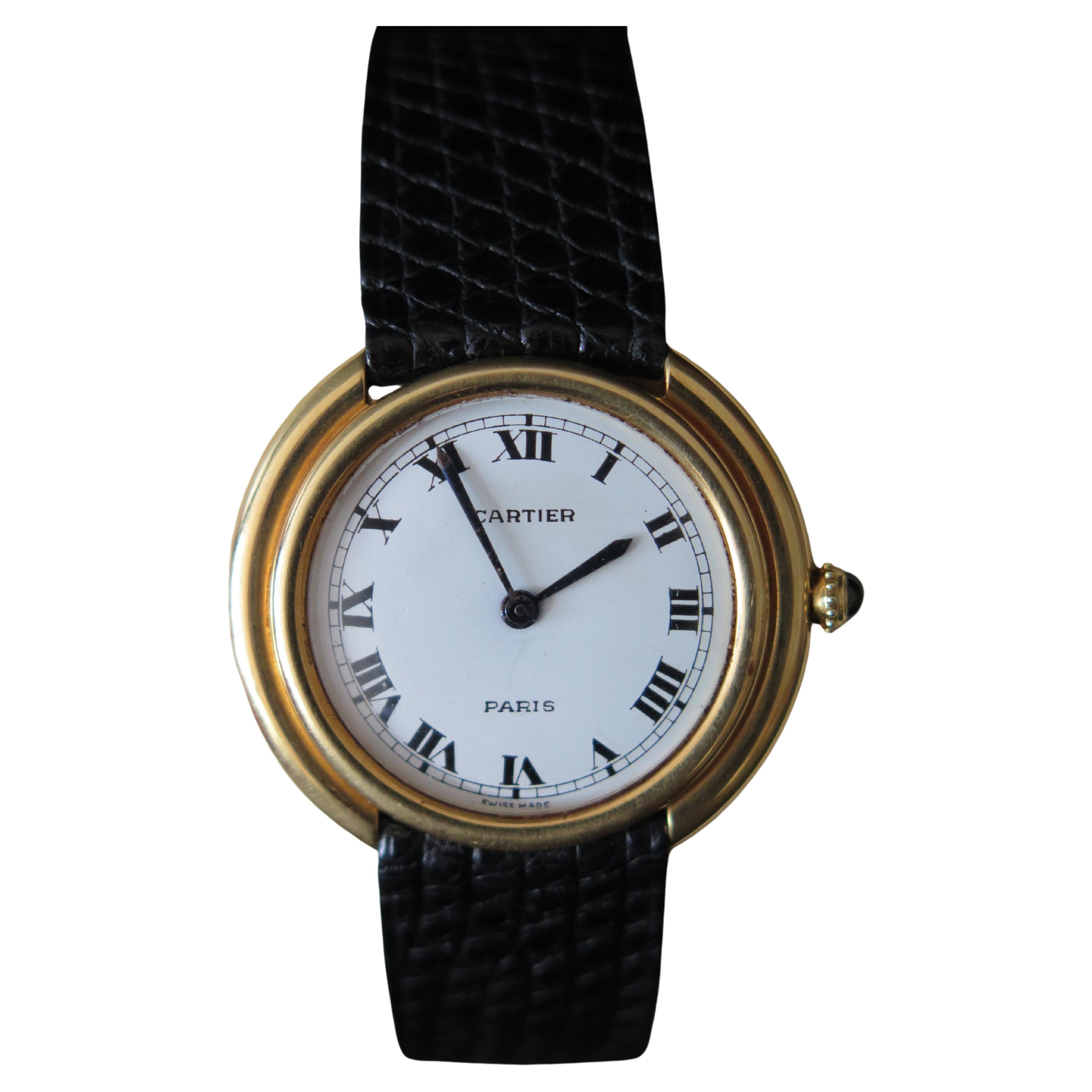 Cartier Paris Vendome grande boucle déployante automatique d'origine des années 1970 en vente