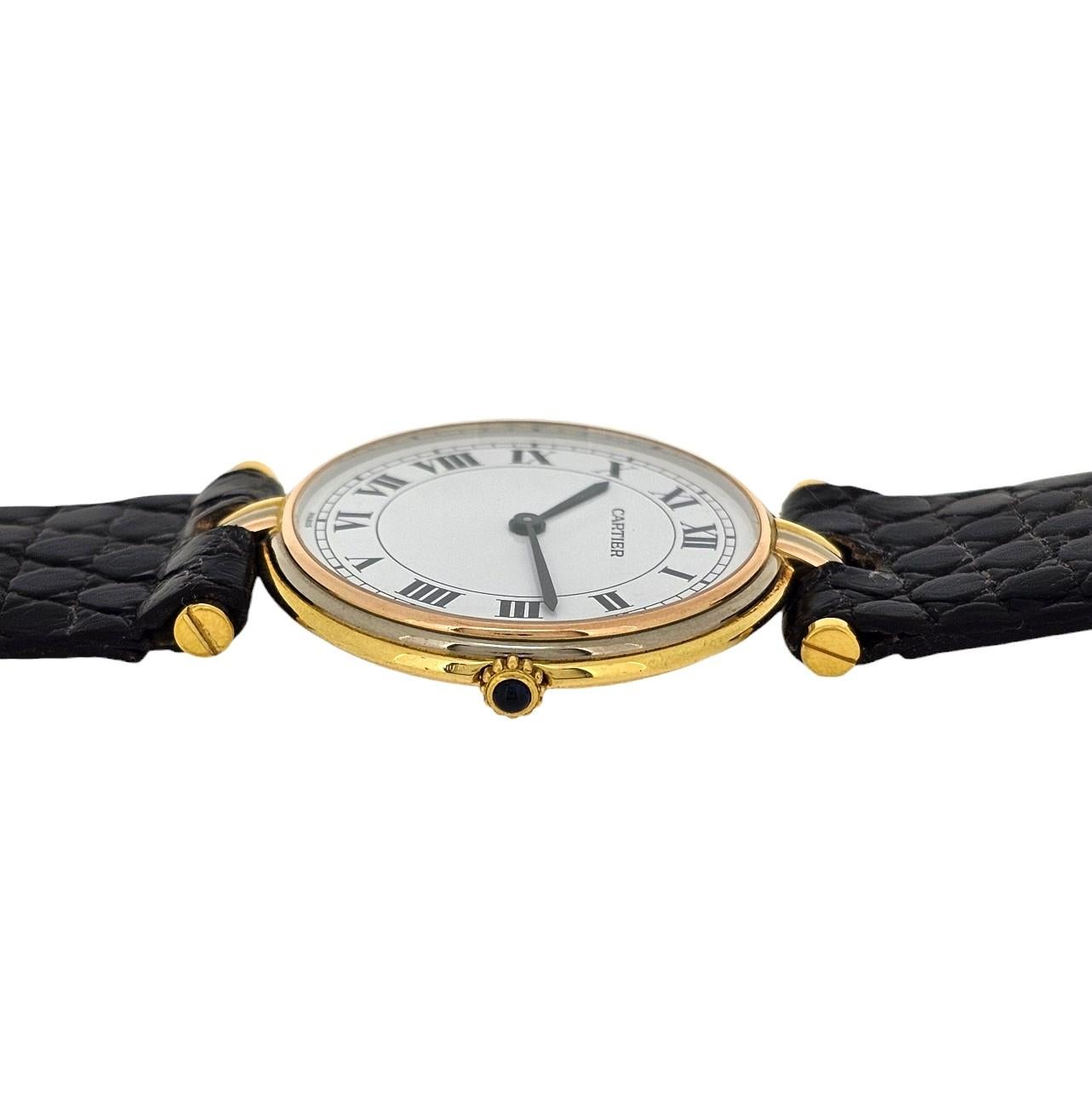 Cartier Paris Vendome LC Trinity GM large size watch 18K Tri- Color Circa 1980'S For Sale 5