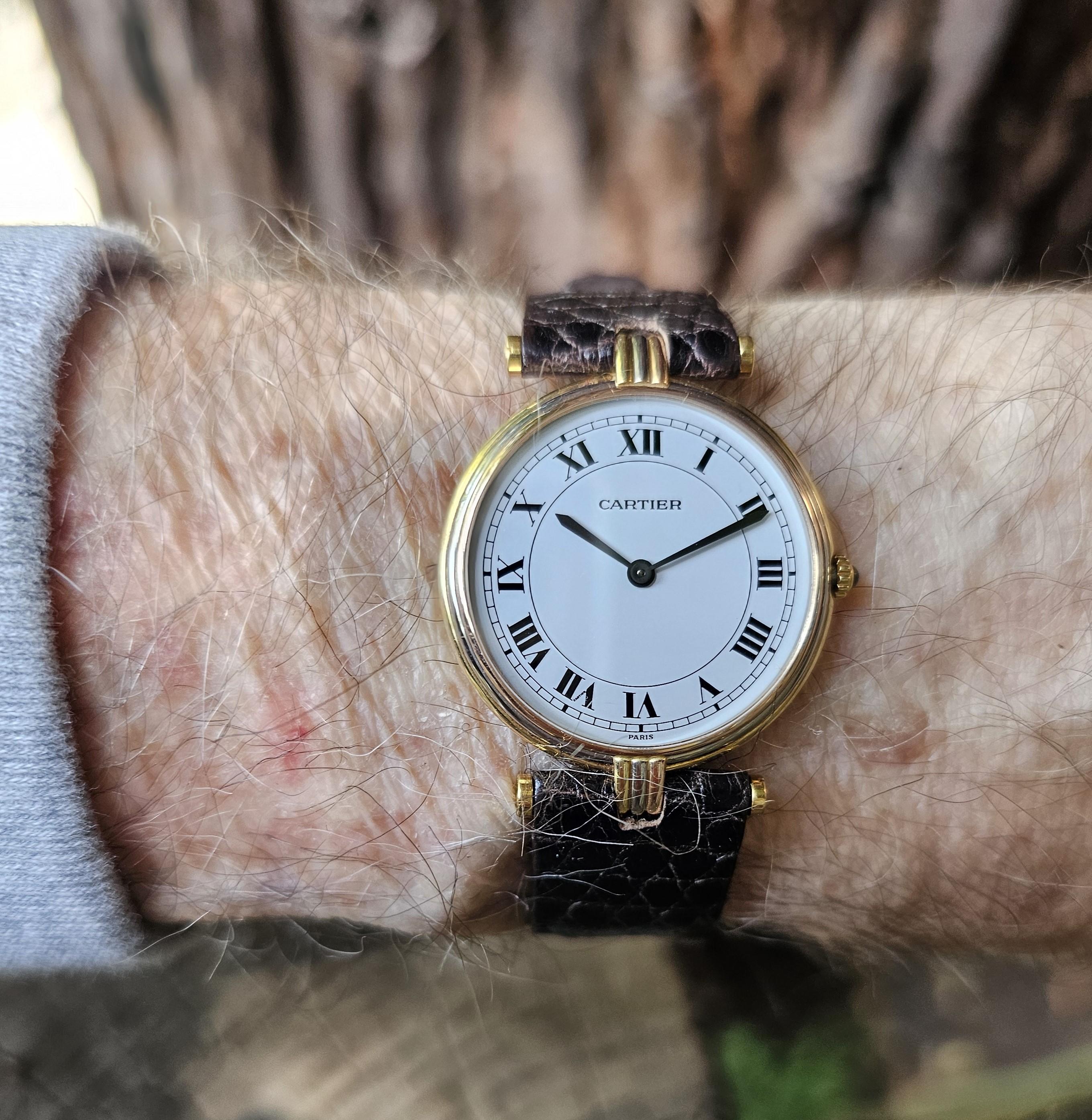Cartier Paris Vendome LC Trinity GM large size watch 18K Tri- Color Circa 1980'S For Sale 9