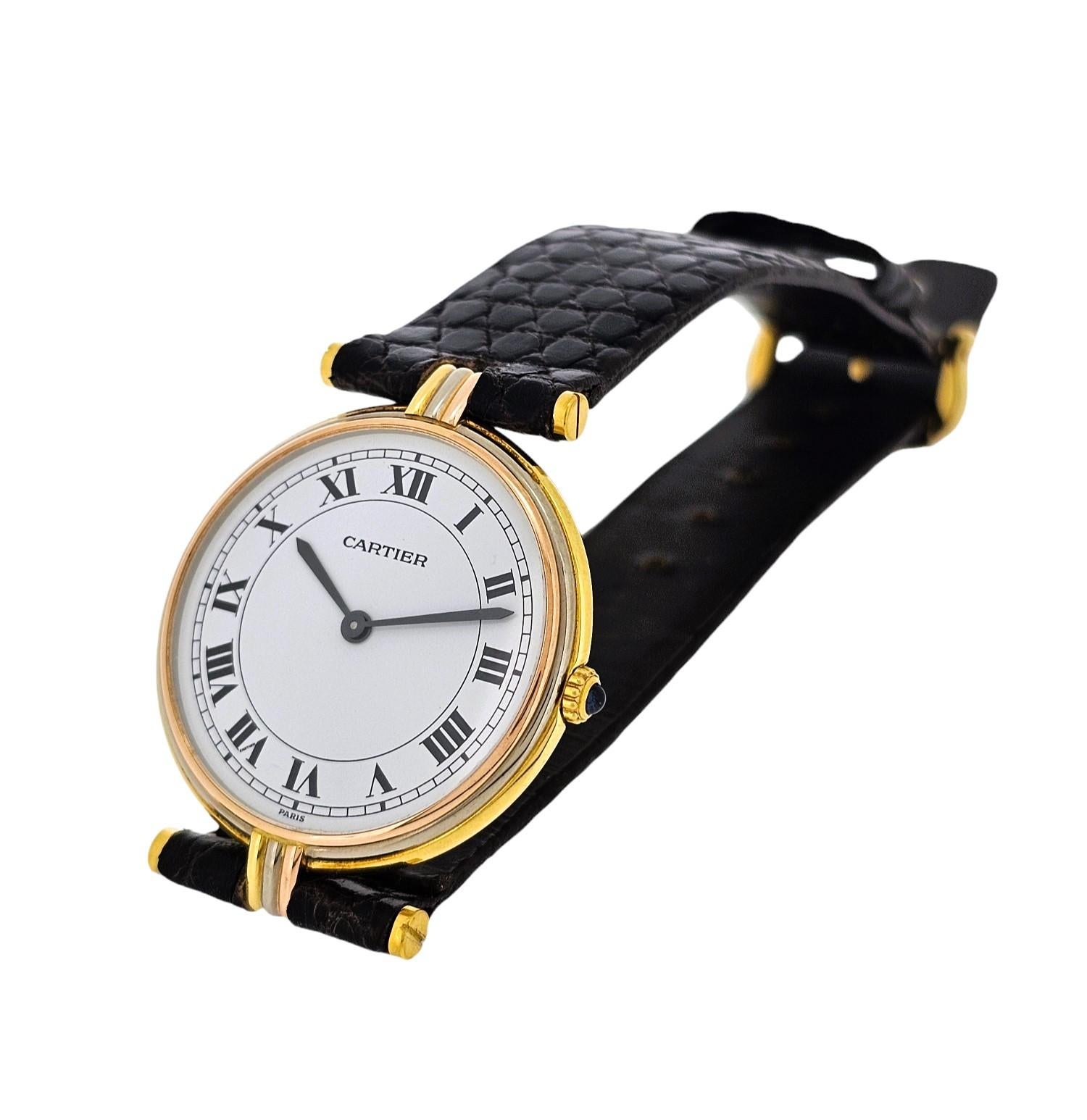 Cartier Paris Vendome LC Trinity GM large size watch 18K Tri- Color Circa 1980'S For Sale 1