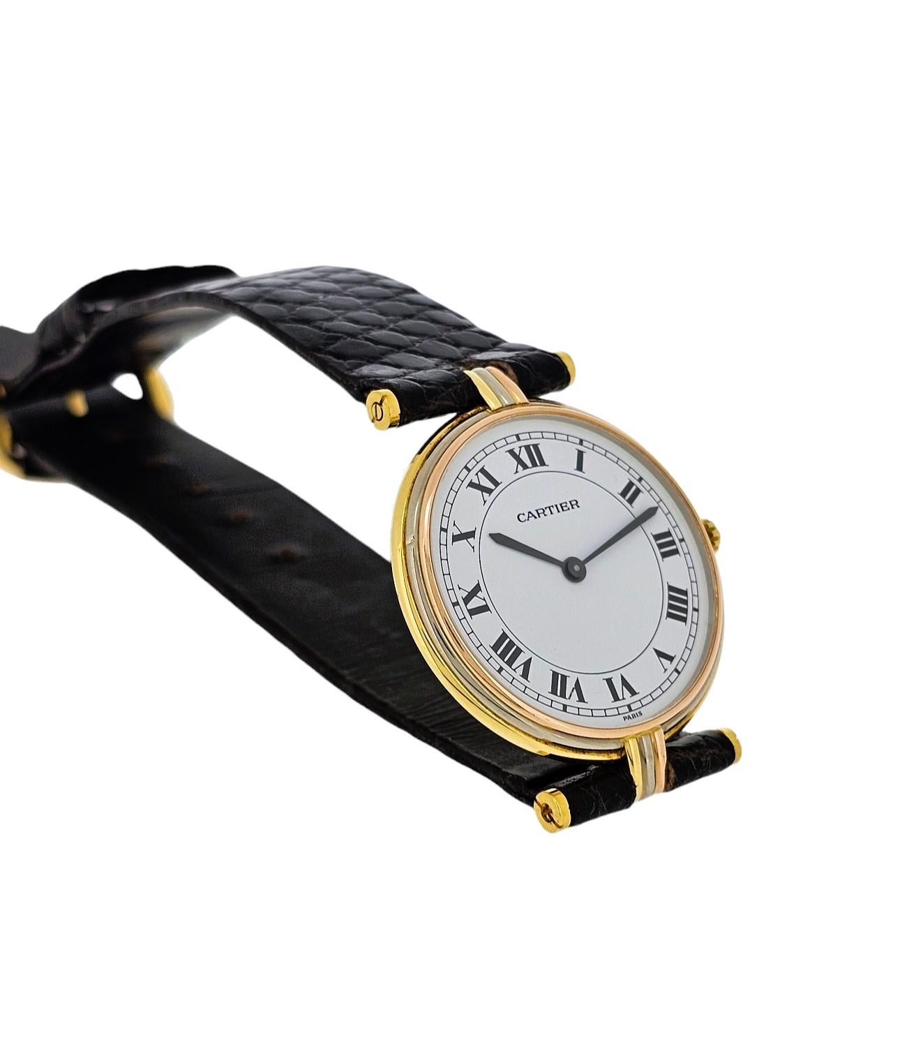 Cartier Paris Vendome LC Trinity GM large size watch 18K Tri- Color Circa 1980'S For Sale 2