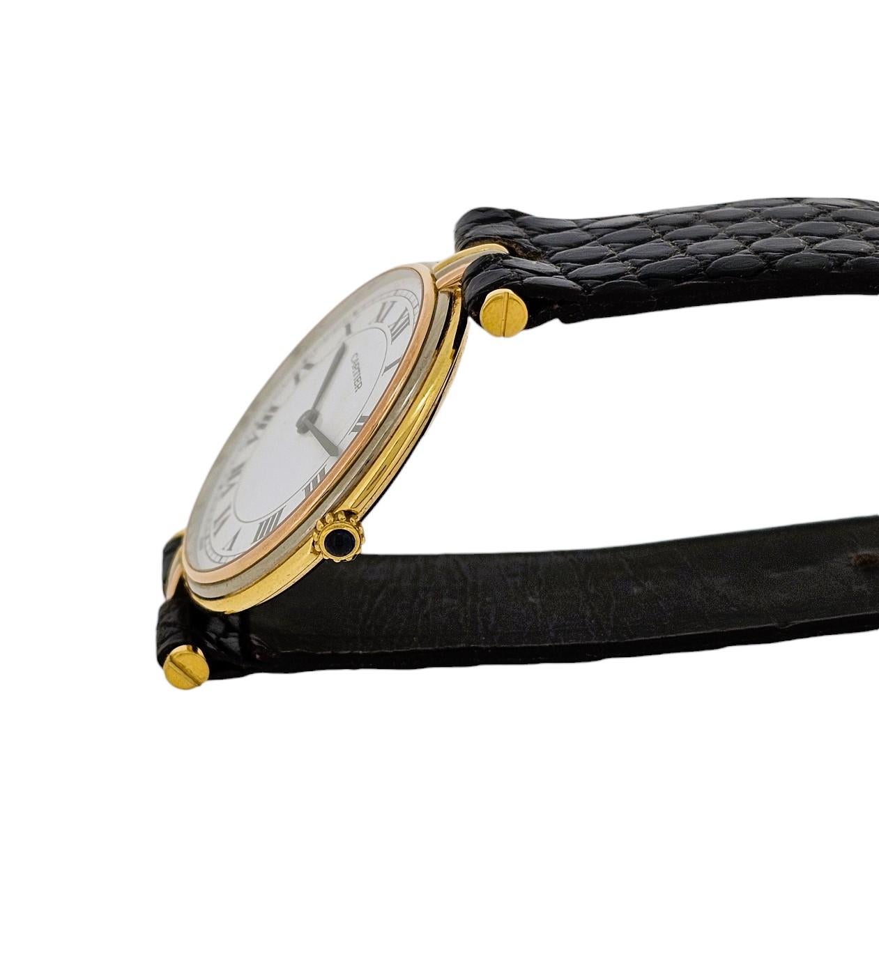 Cartier Paris Vendome LC Trinity GM large size watch 18K Tri- Color Circa 1980'S For Sale 3