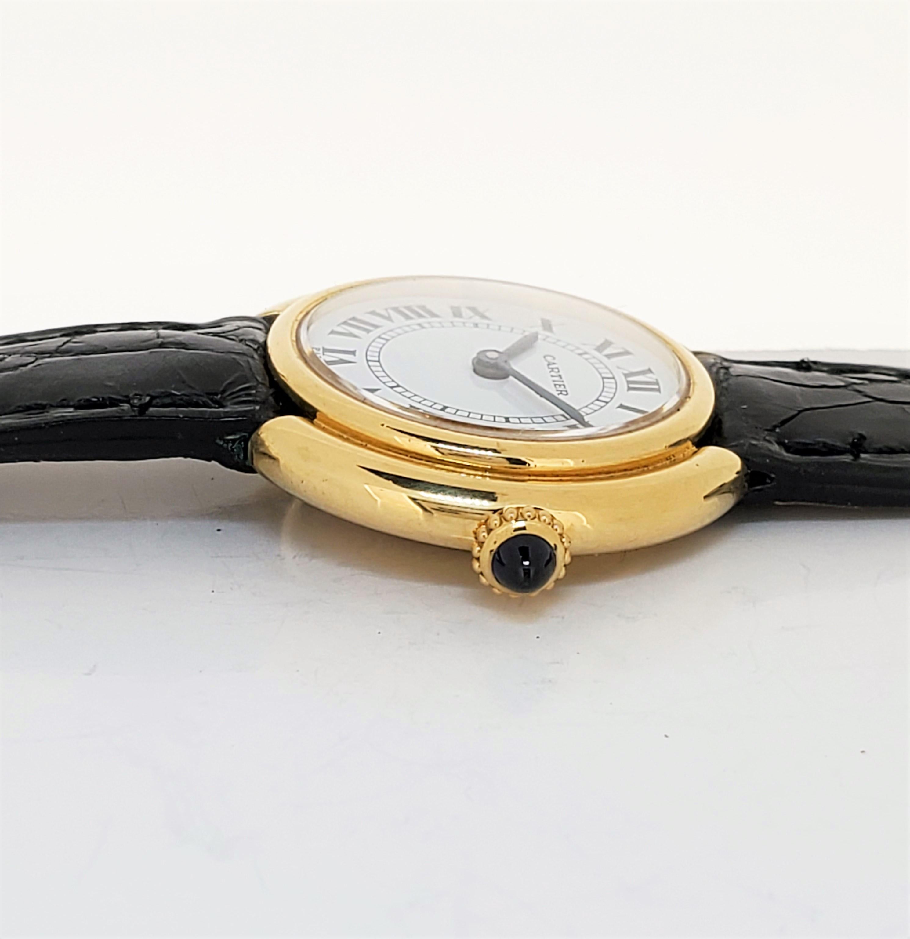 Cartier Paris Vendome pm 2-Small Tone Watch 26mm Manual wind.  Circa 1973-1976 For Sale 8