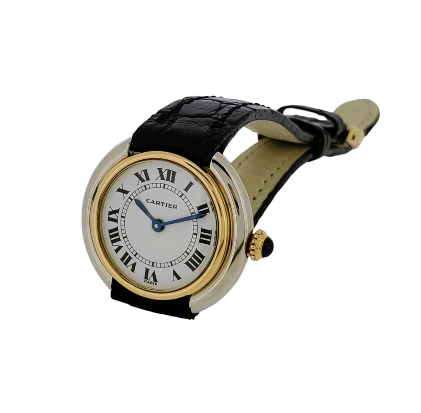 Cartier Paris Vendome pm 2-Small Tone Watch 26mm Manual wind.  Circa 1973-1976 In Excellent Condition For Sale In Santa Monica, CA