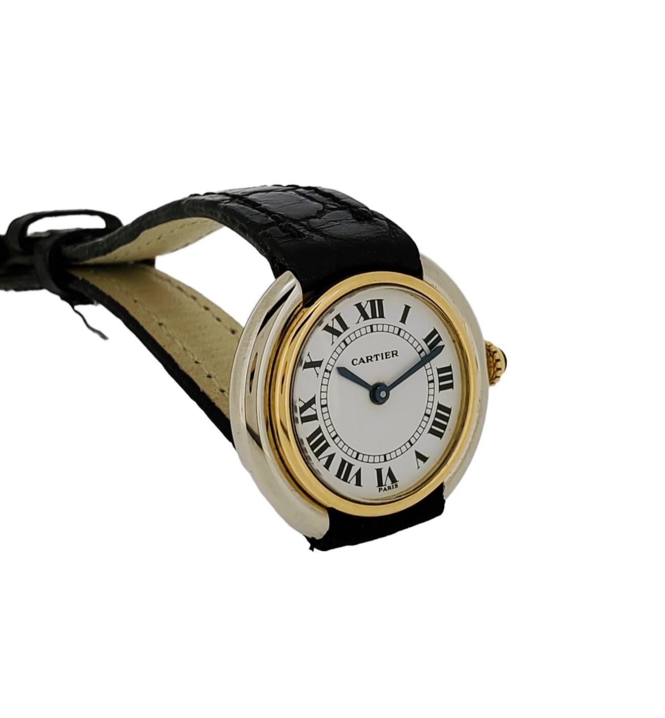 Women's Cartier Paris Vendome pm 2-Small Tone Watch 26mm Manual wind.  Circa 1973-1976 For Sale