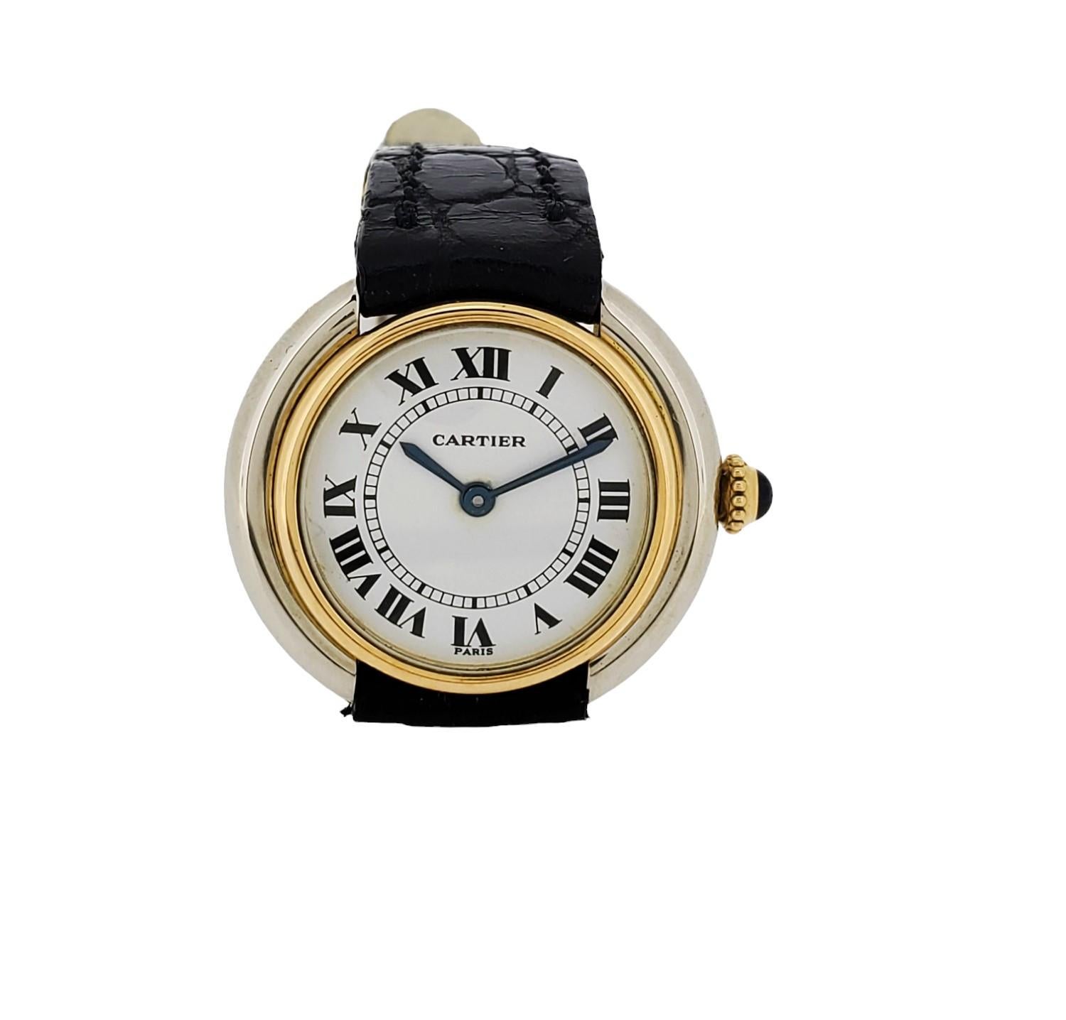 Cartier Paris Vendome pm 2-Small Tone Watch 26mm Manual wind.  Circa 1973-1976 For Sale 1