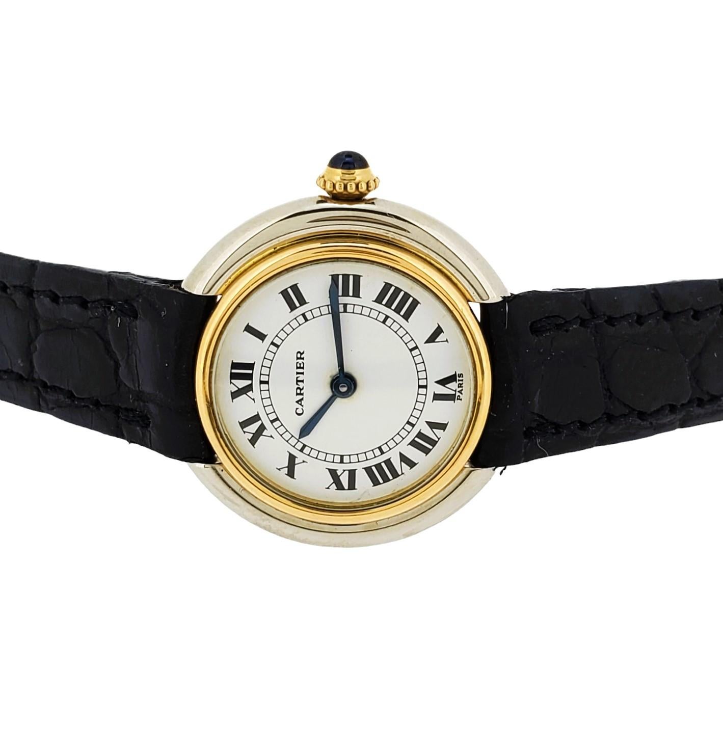 Cartier Paris Vendome pm 2-Small Tone Watch 26mm Manual wind.  Circa 1973-1976 For Sale 5
