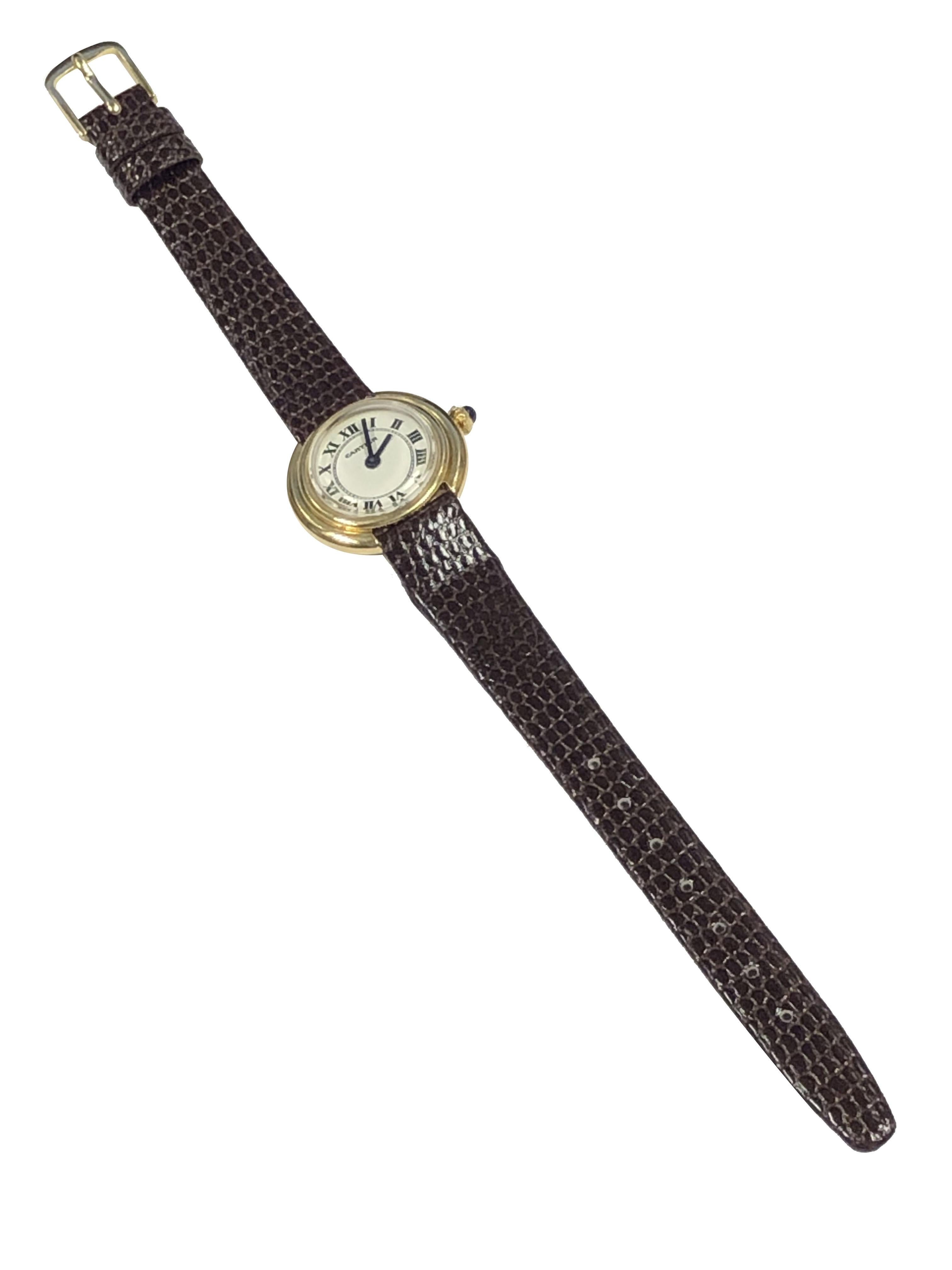  Cartier Paris Montre-bracelet mécanique vintage Vendome en or jaune pour femmes Pour femmes 