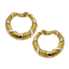 Cartier Paris Vintage 18k Yellow & Yellow Gold Hoop Earrings