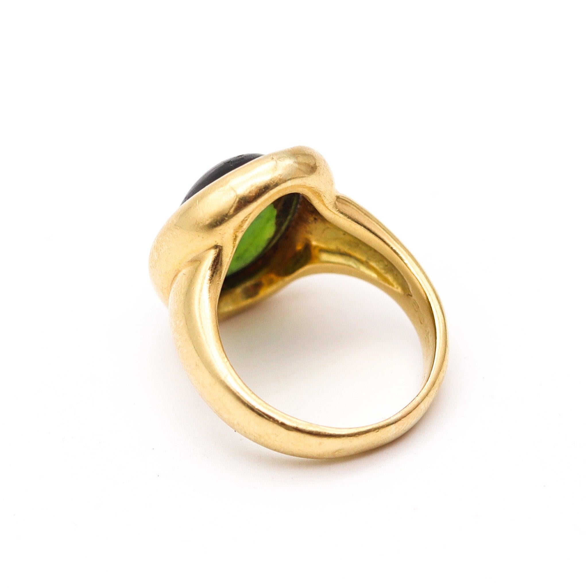 CARTIER Paris Vintage Bague Cocktail en Or Jaune massif 18Kt & Tourmaline Verte en vente 4