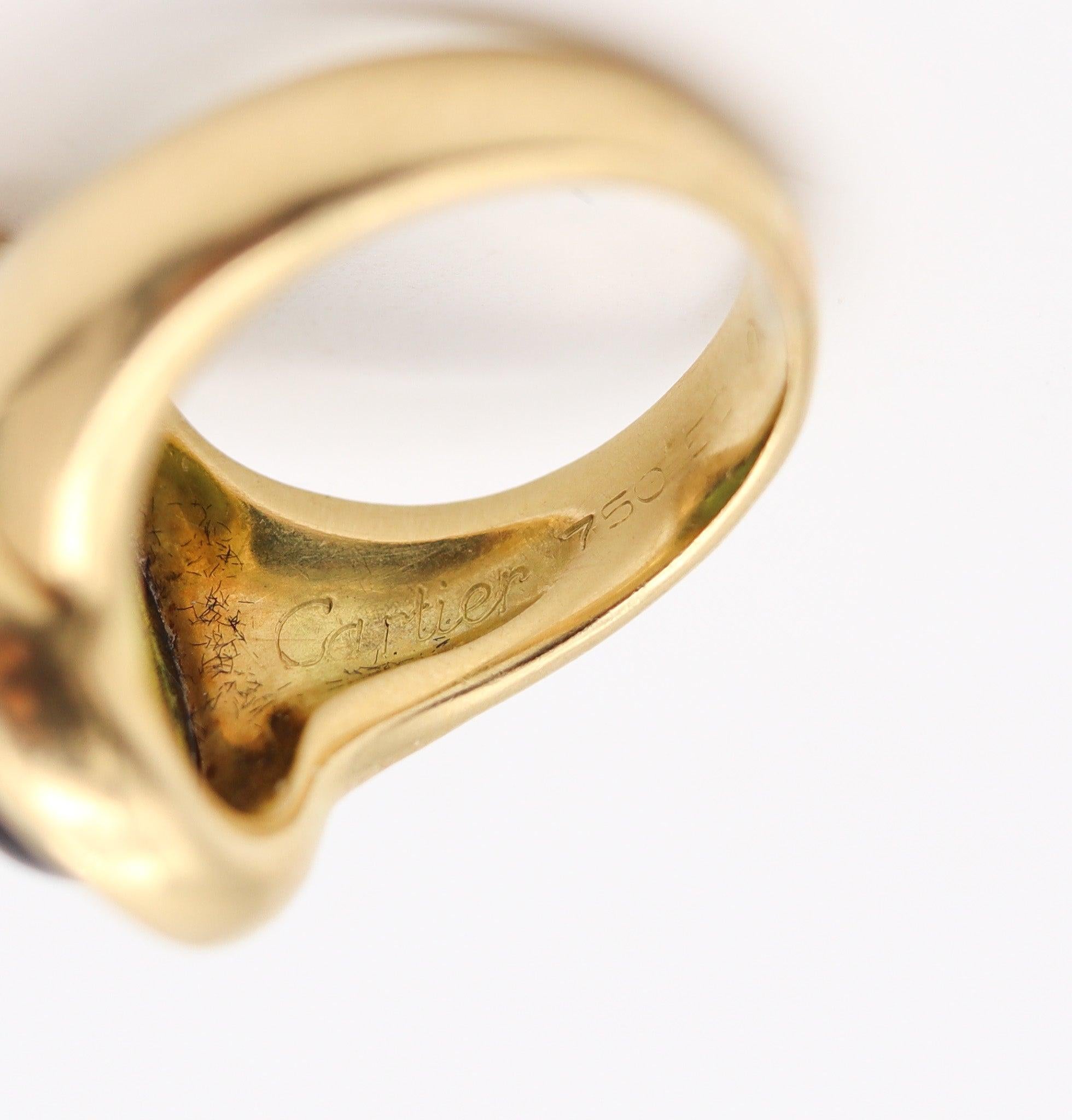 CARTIER Paris Vintage Bague Cocktail en Or Jaune massif 18Kt & Tourmaline Verte Excellent état - En vente à Miami, FL