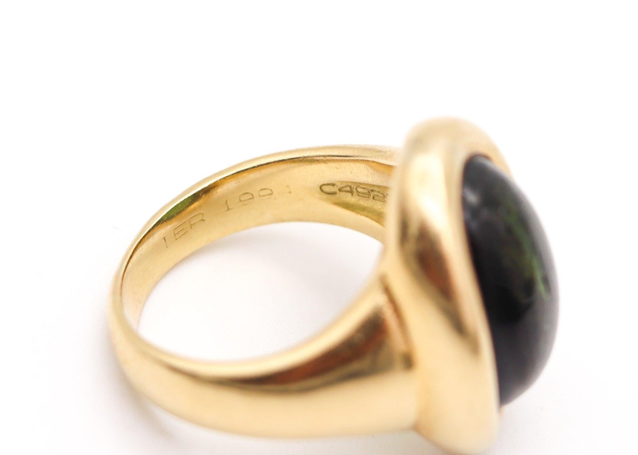 CARTIER Paris Vintage Bague Cocktail en Or Jaune massif 18Kt & Tourmaline Verte en vente 2