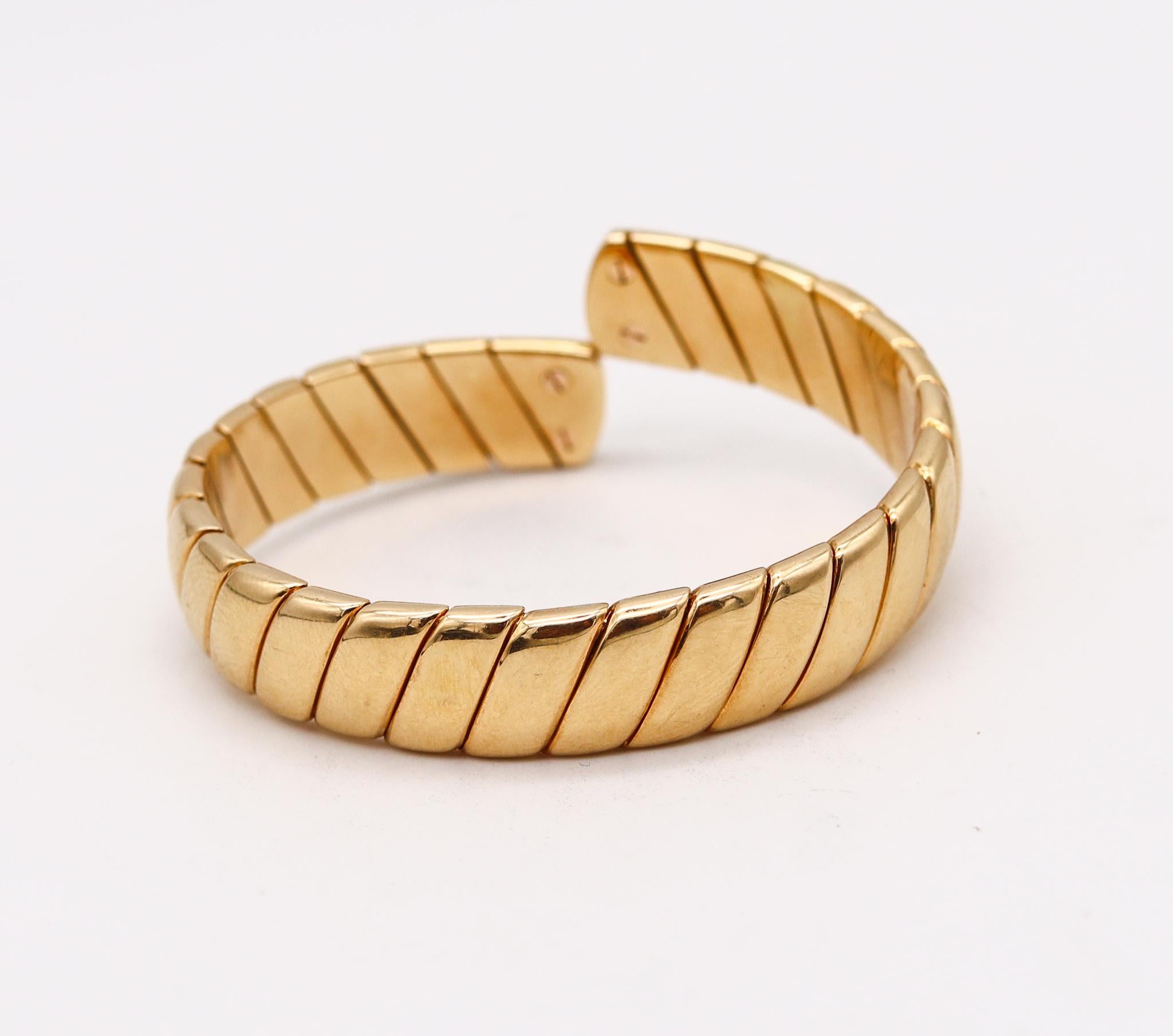 Modern Cartier Paris Vintage Cuff Bracelet 18kt Yellow Gold with 3.80ctw in Diamonds For Sale