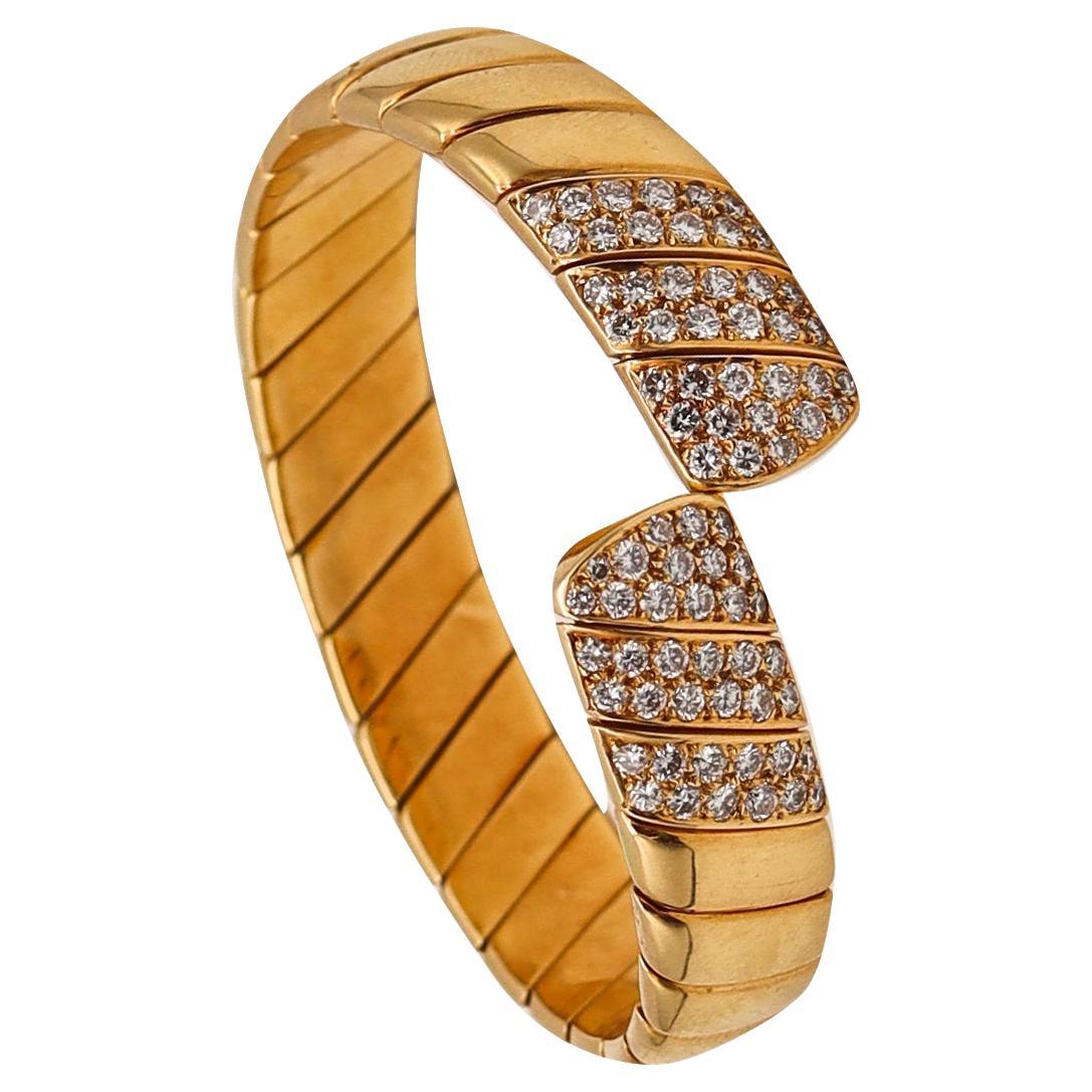 Cartier Paris Vintage Cuff Bracelet 18kt Yellow Gold with 3.80ctw in Diamonds For Sale