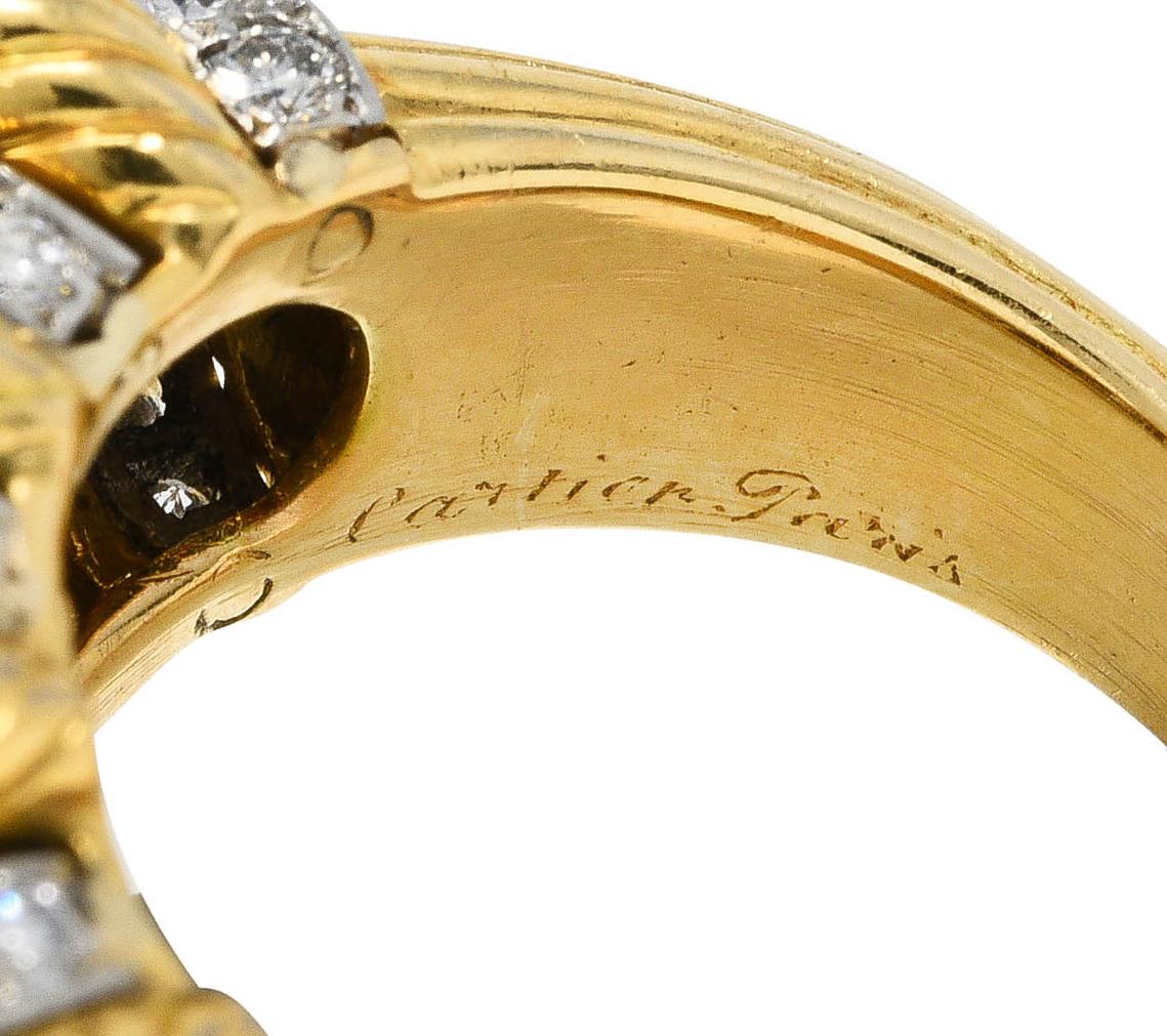 Women's or Men's Cartier Paris Vintage Diamond 18 Karat Two-Tone Gold Puffy Cocktail Ring