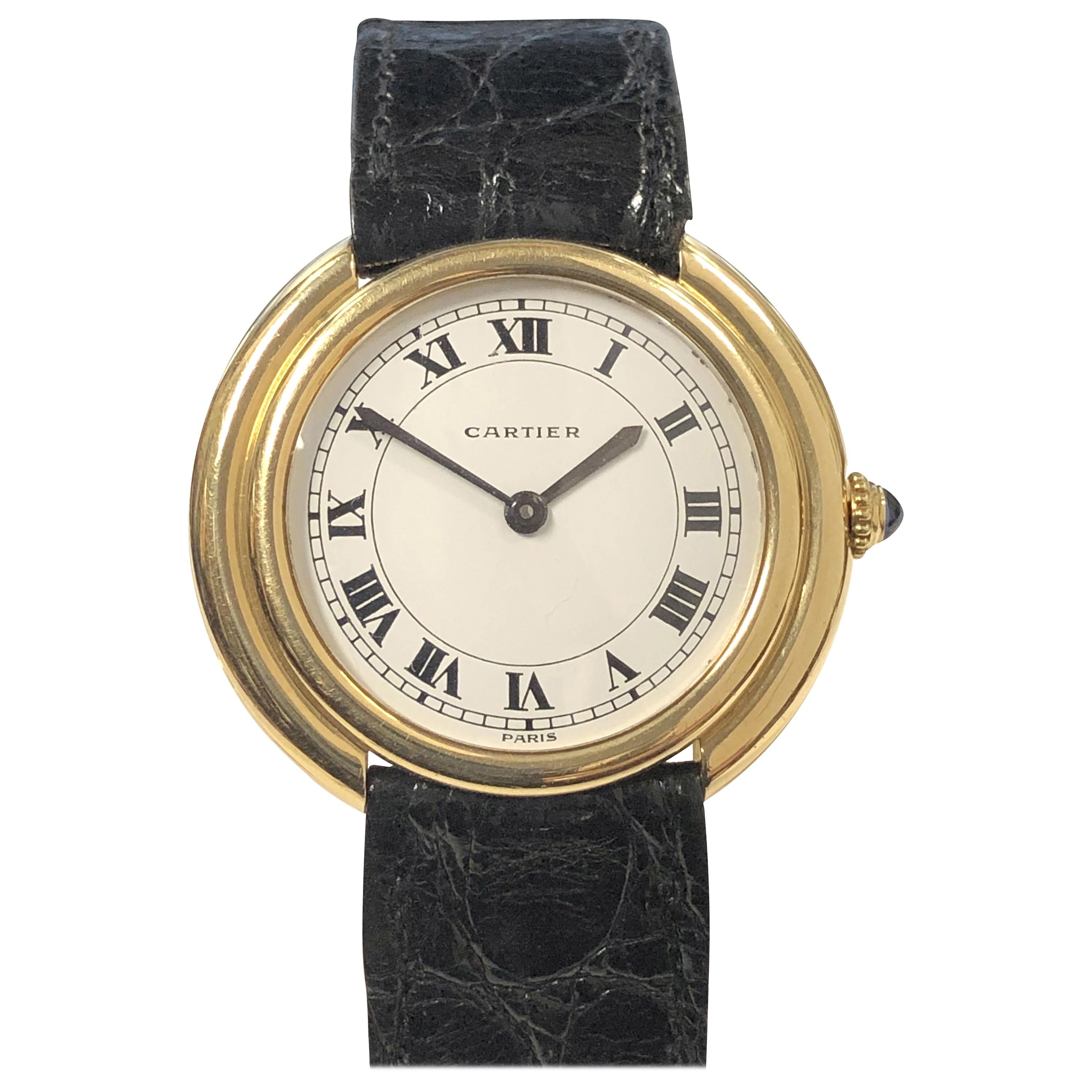 Cartier Paris Vintage Ellipse Yellow Gold Mechanical Wristwatch