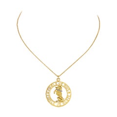 Cartier Paris Vintage Gold Diamond French Poodle Pierced Disc Pendant Necklace