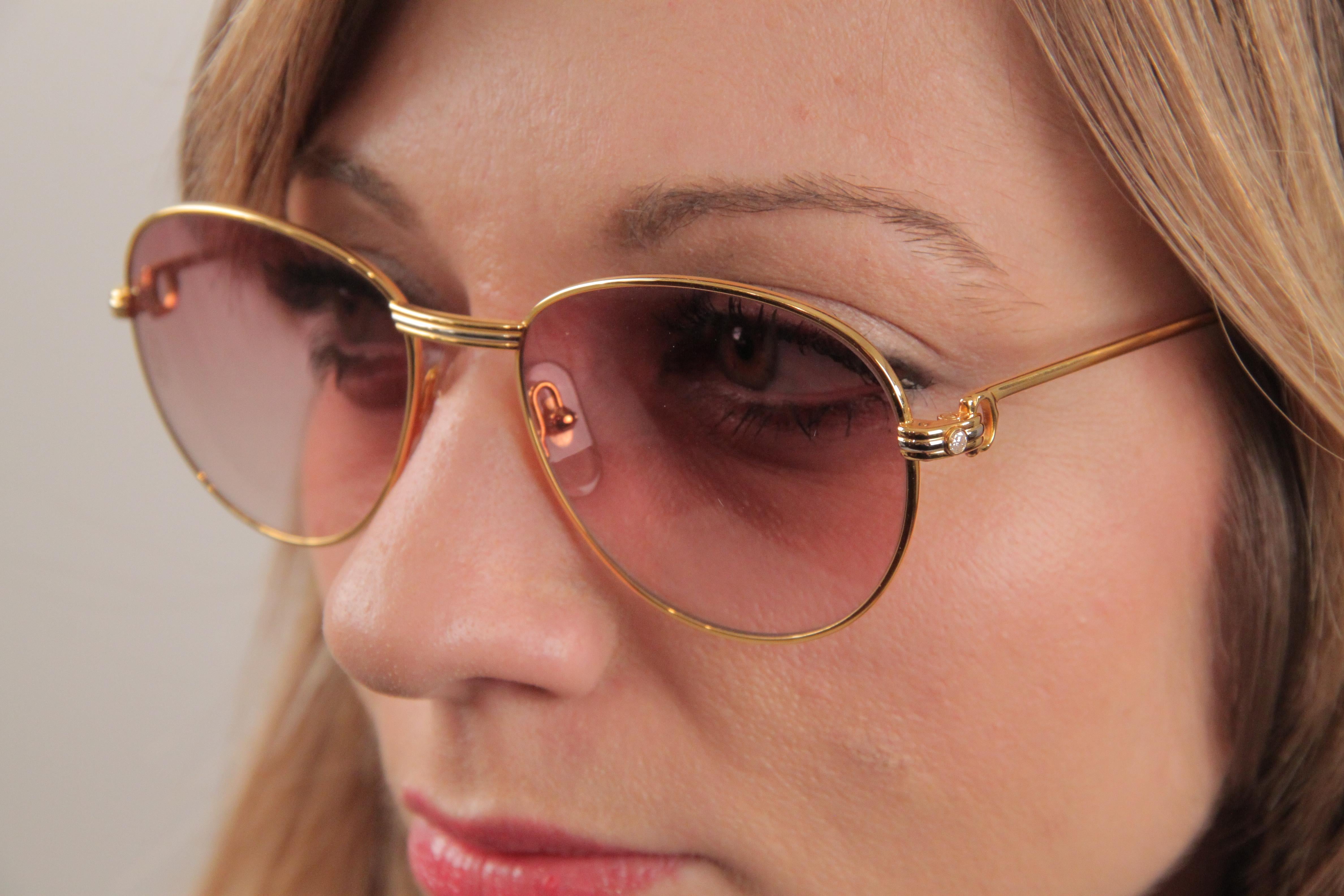 Cartier Paris Vintage Gold S Diamant L.C. Jewelry Sunglasses 1988 55mm 12