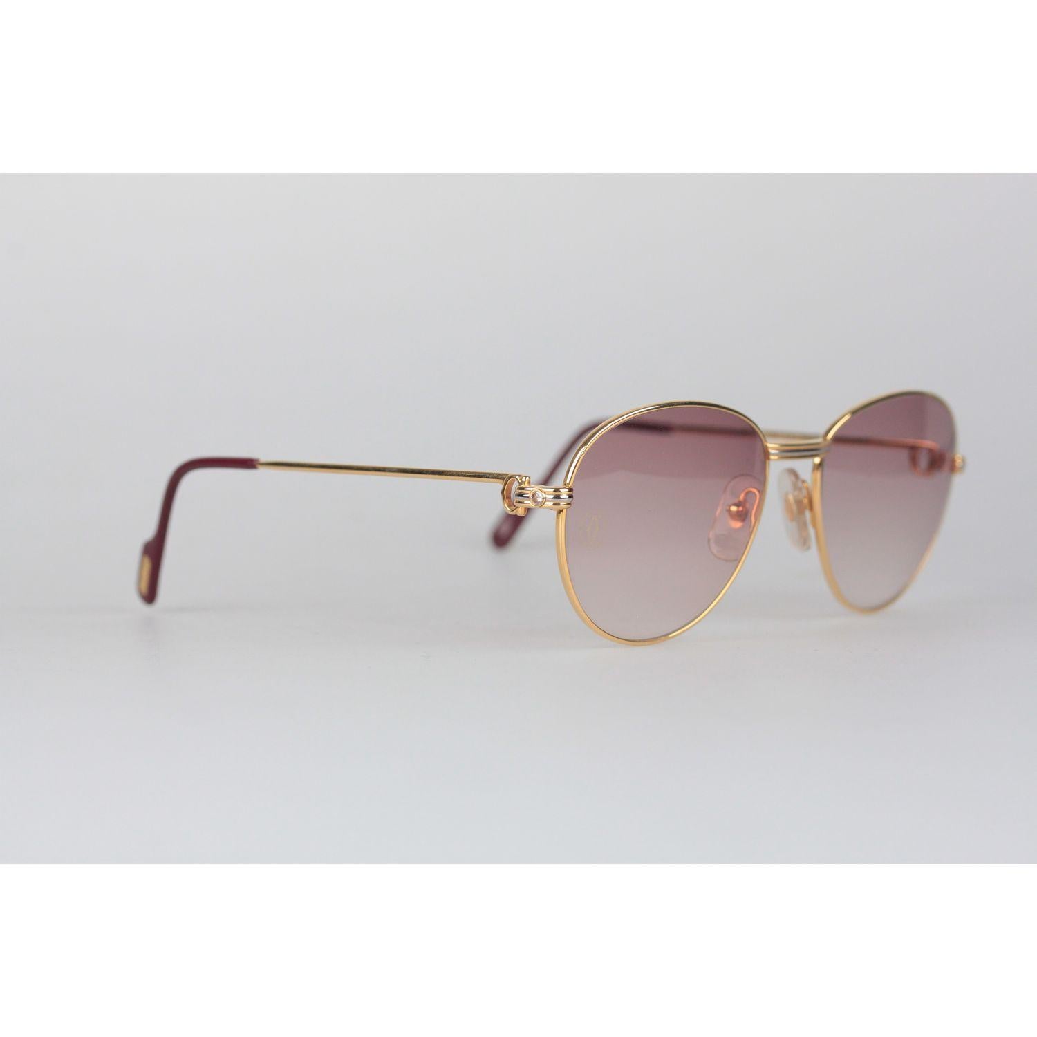 Cartier Paris Vintage Gold S Diamant L.C. Jewelry Sunglasses 1988 55mm In New Condition In Rome, Rome