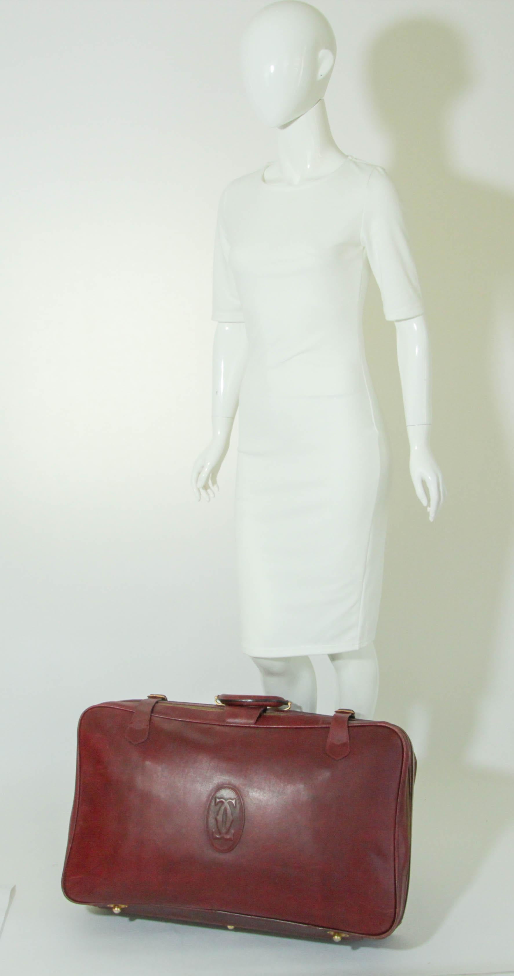 CARTIER Paris Vintage Leather Suitcase Burgundy Bordeaux Luggage For Sale 8