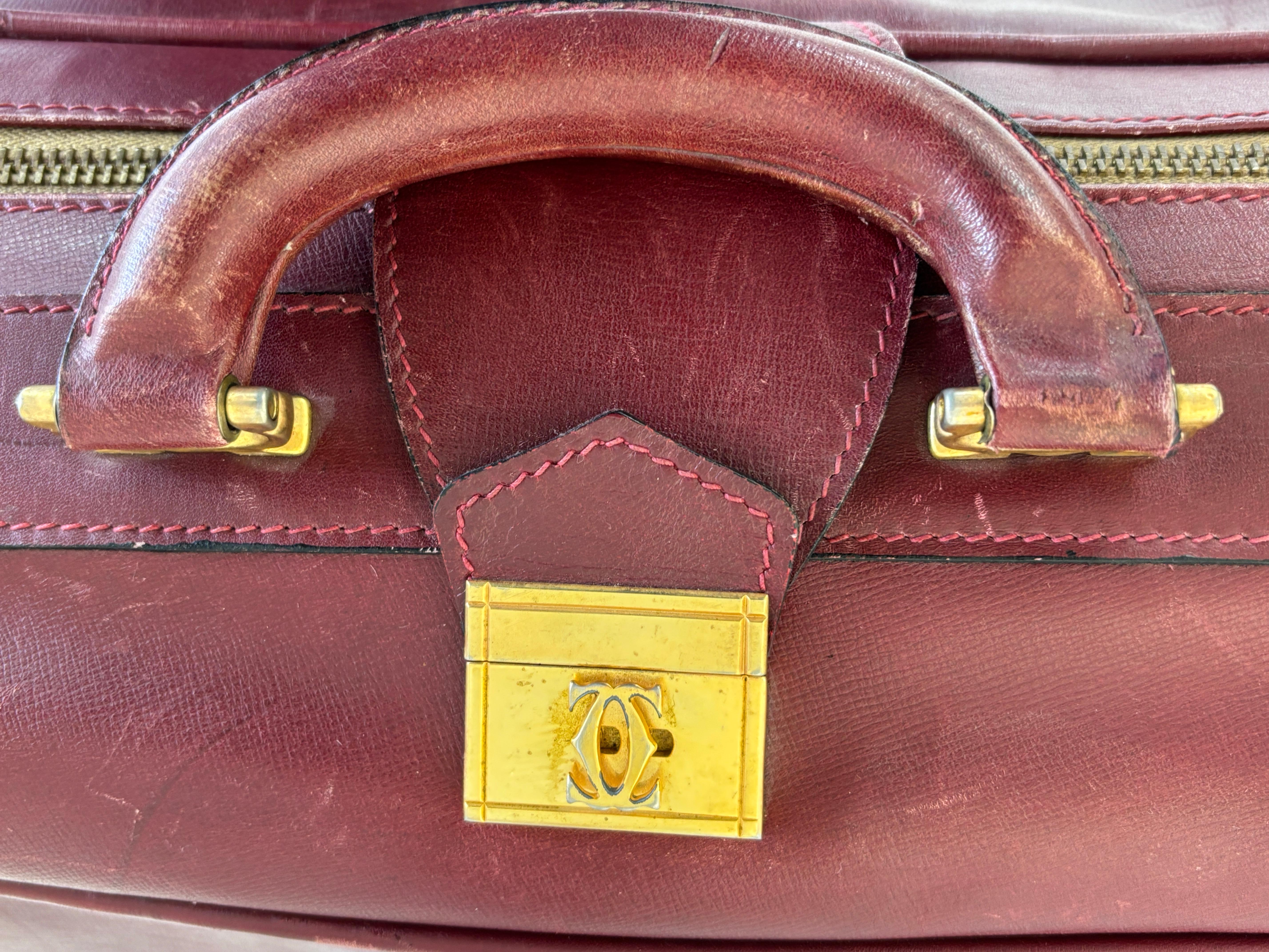 CARTIER Paris Vintage Leather Suitcase Burgundy Bordeaux Luggage For Sale 9