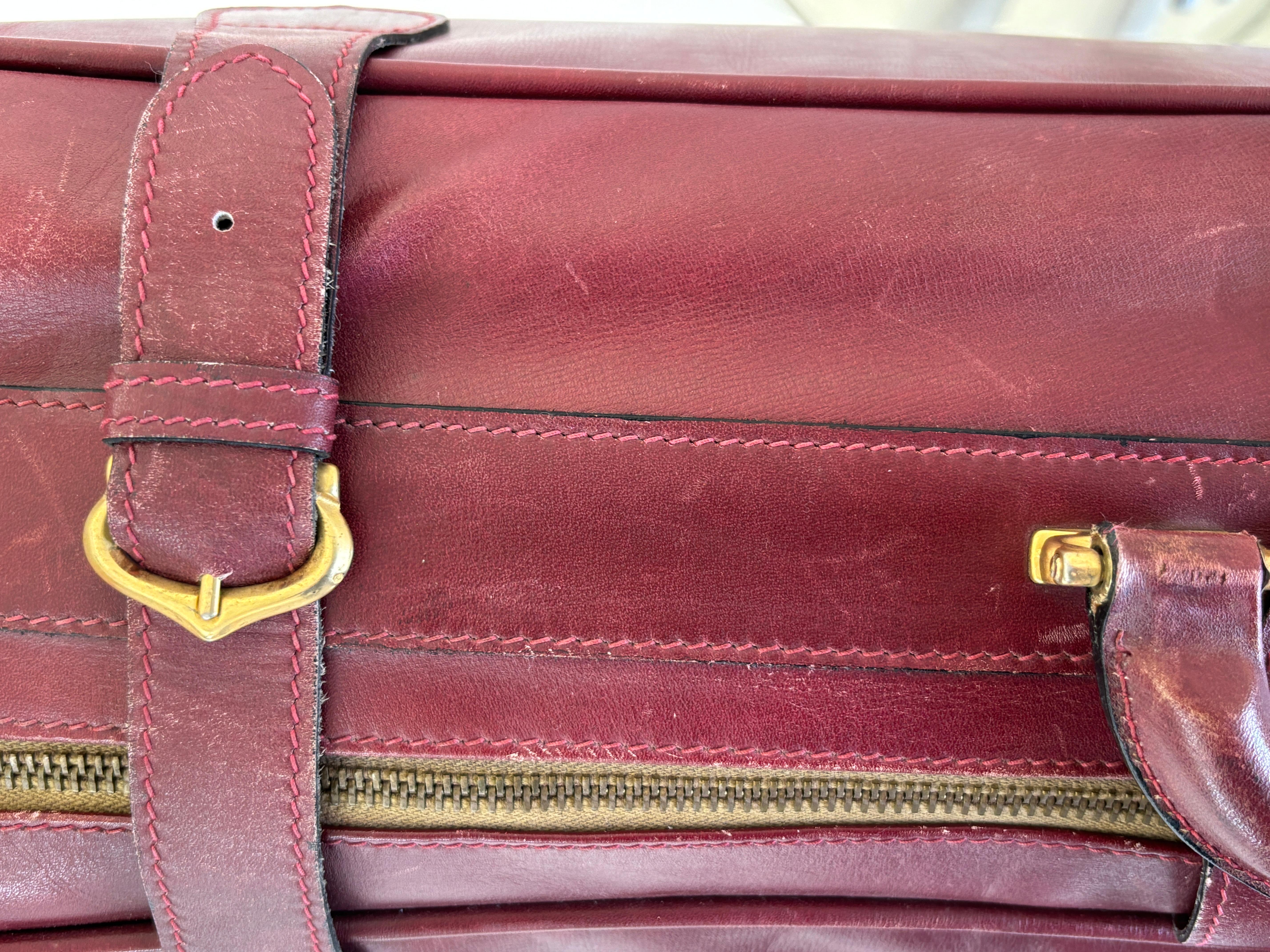 CARTIER Paris Vintage Leather Suitcase Burgundy Bordeaux Luggage For Sale 10