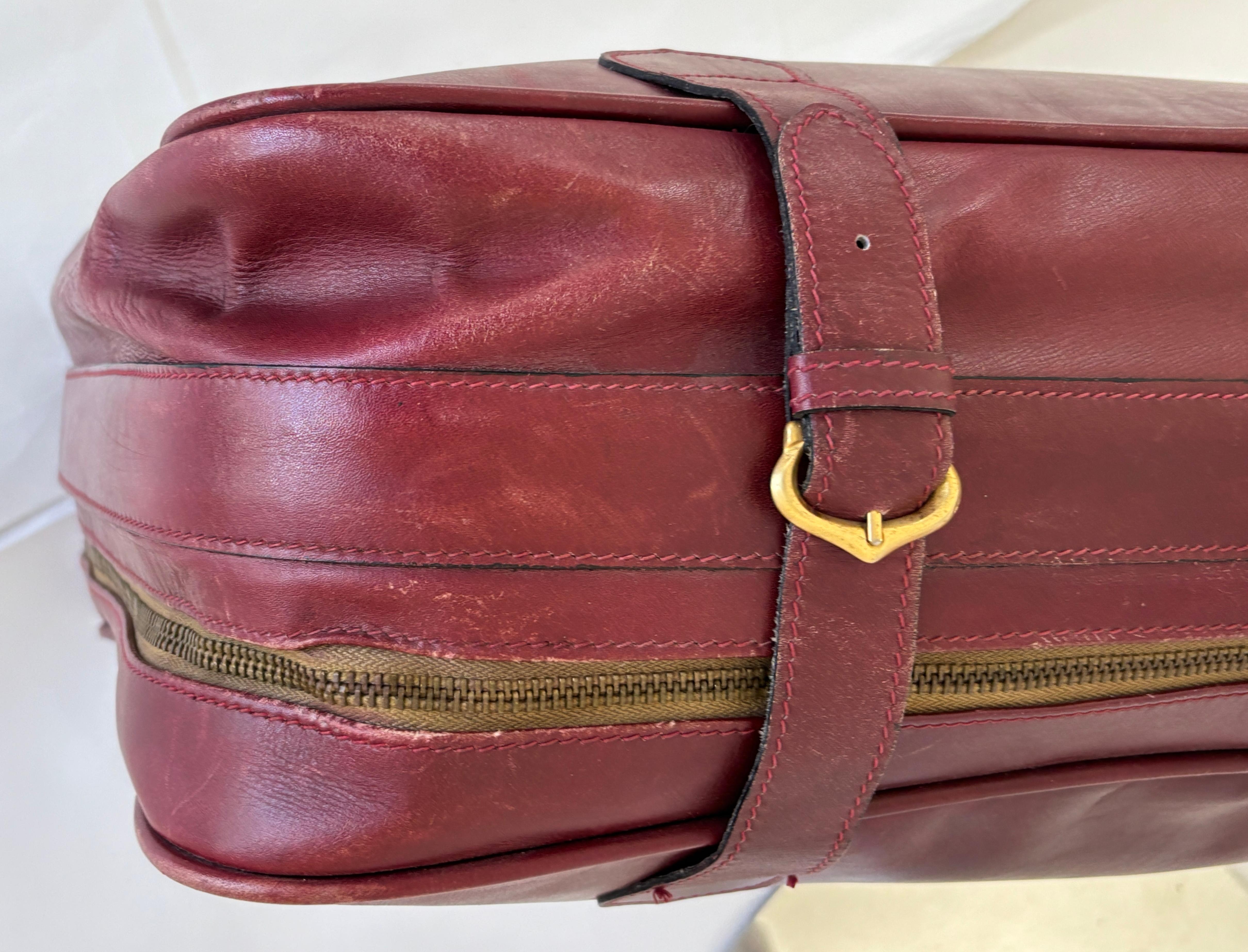 CARTIER Paris Vintage Leather Suitcase Burgundy Bordeaux Luggage For Sale 14