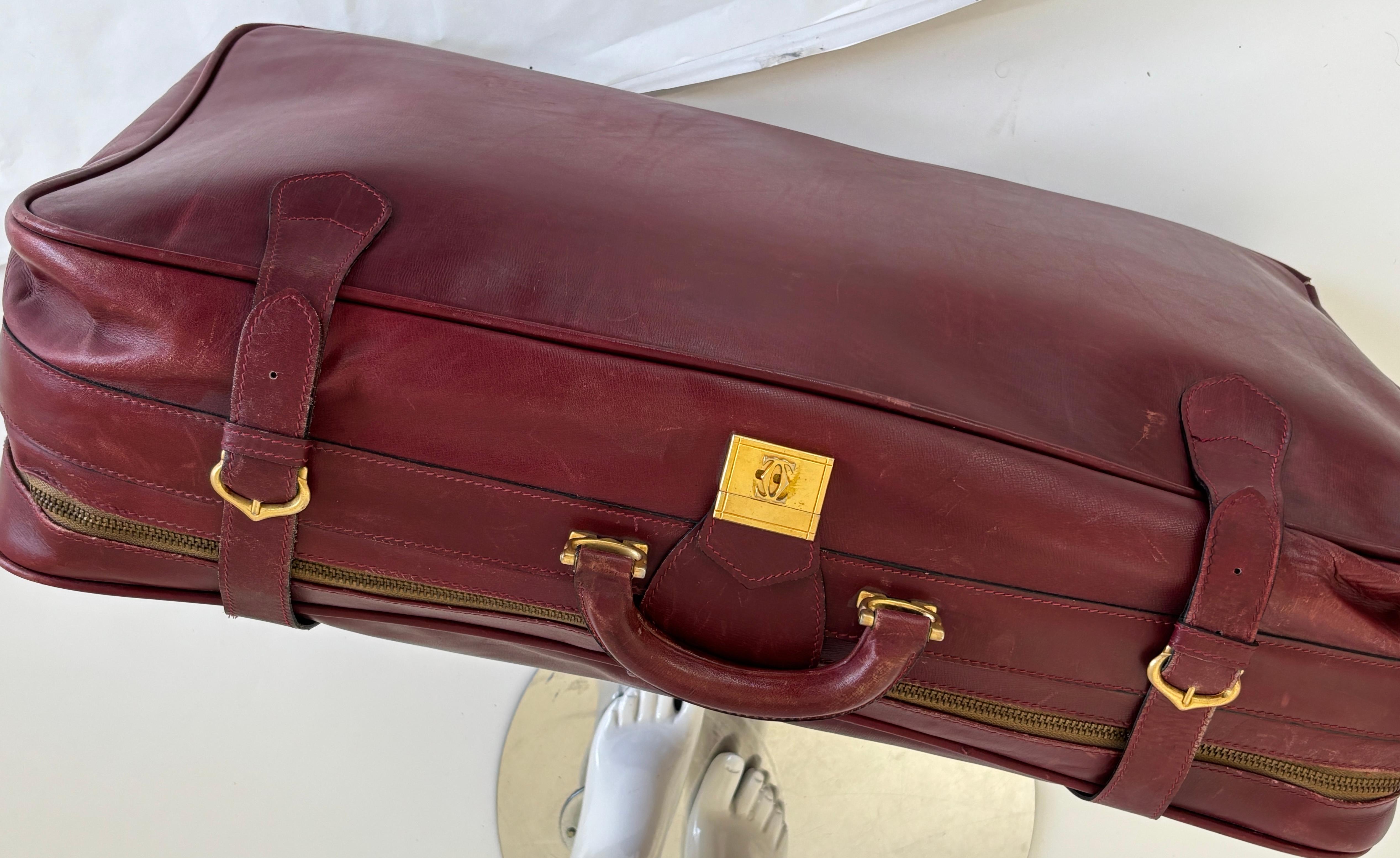 CARTIER Paris Vintage Leather Suitcase Burgundy Bordeaux Luggage For Sale 15