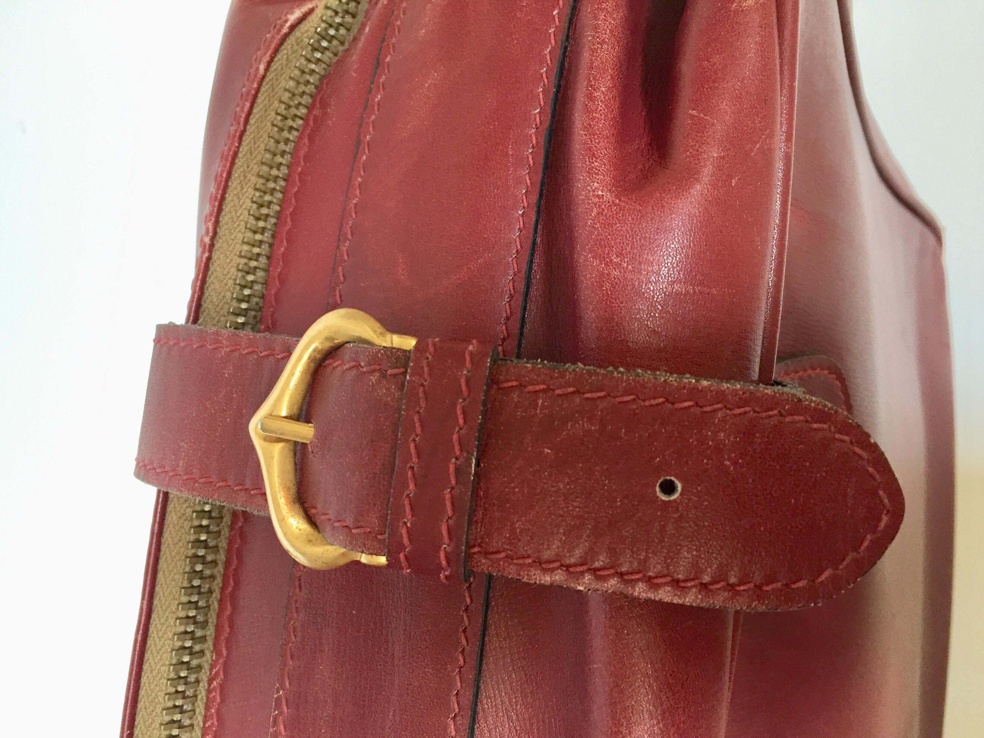 CARTIER Paris Vintage Leather Suitcase Burgundy Bordeaux Luggage For Sale 1