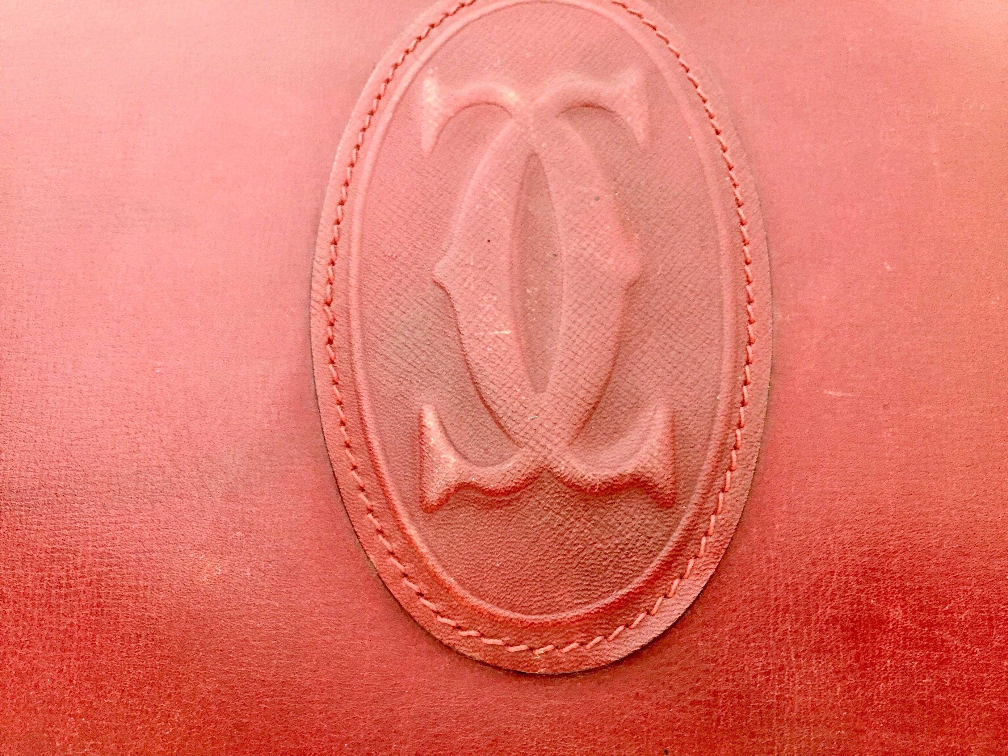 CARTIER Paris Vintage Leather Suitcase Burgundy Bordeaux Luggage For Sale 3