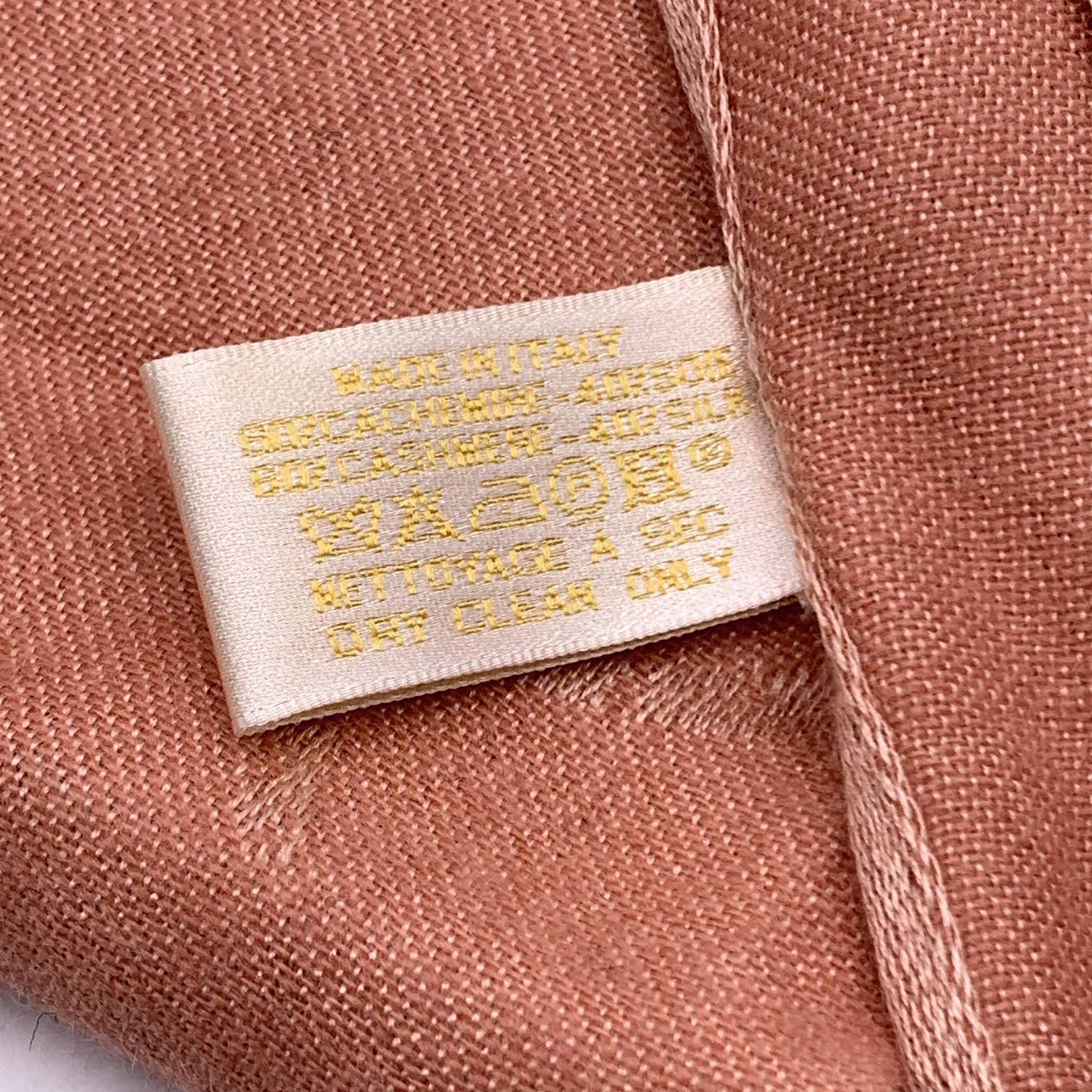 Cartier Paris Vintage Pink Cashmere and Silk Stole Shawl Scarf For Sale 1