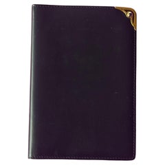 Cartier Paris Vintage Porta Agenda in Pelle Nera con Cabochon Blu, anni 
80