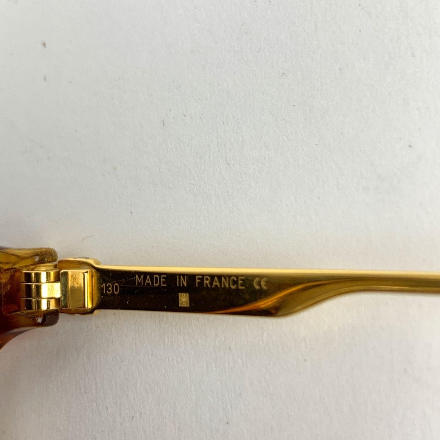Brown Cartier Paris Vintage Sunglasses Eclat Miel Dore Gold Plated 51 130mm