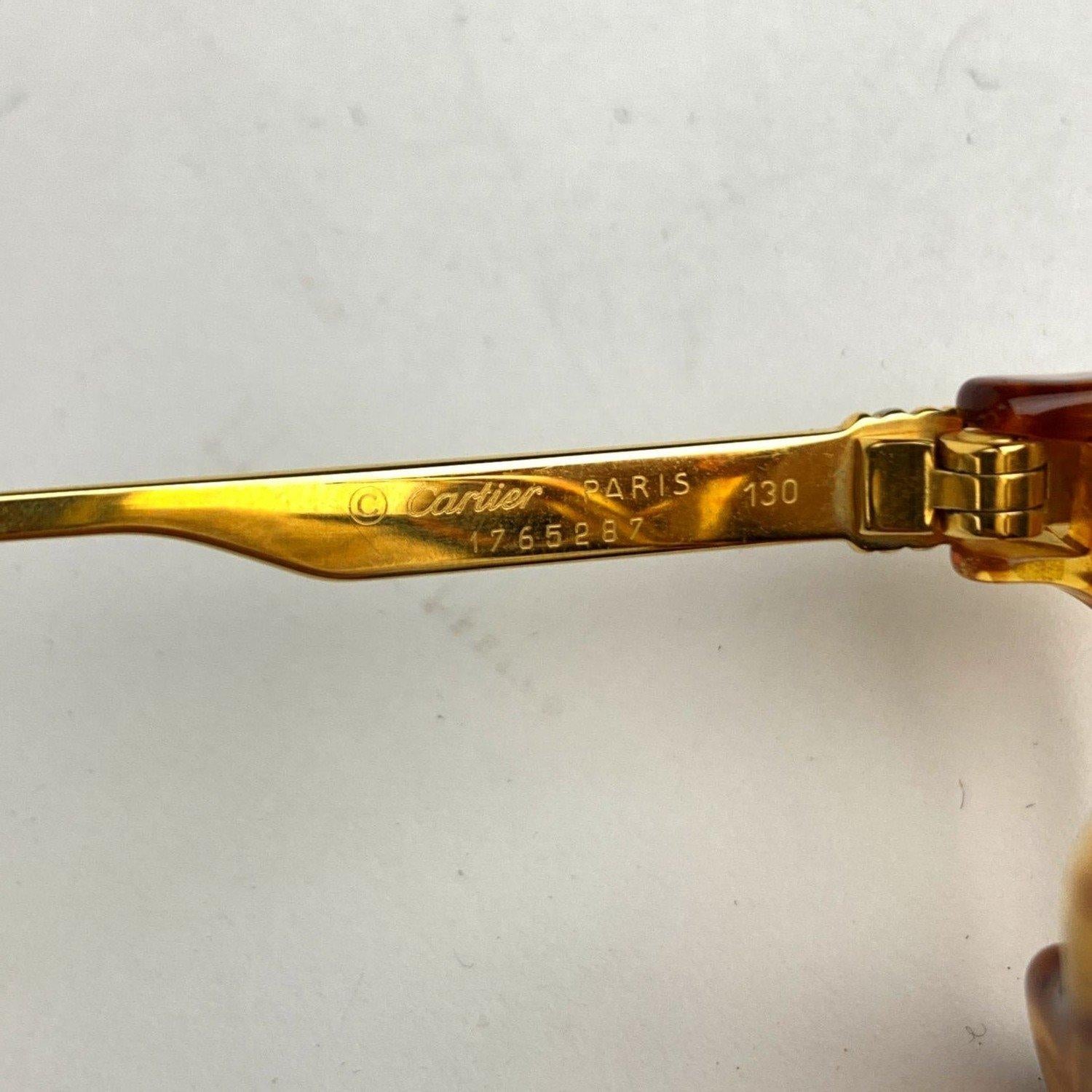 Cartier Paris Vintage Sunglasses Eclat Miel Dore Gold Plated 51 130mm In Excellent Condition In Rome, Rome