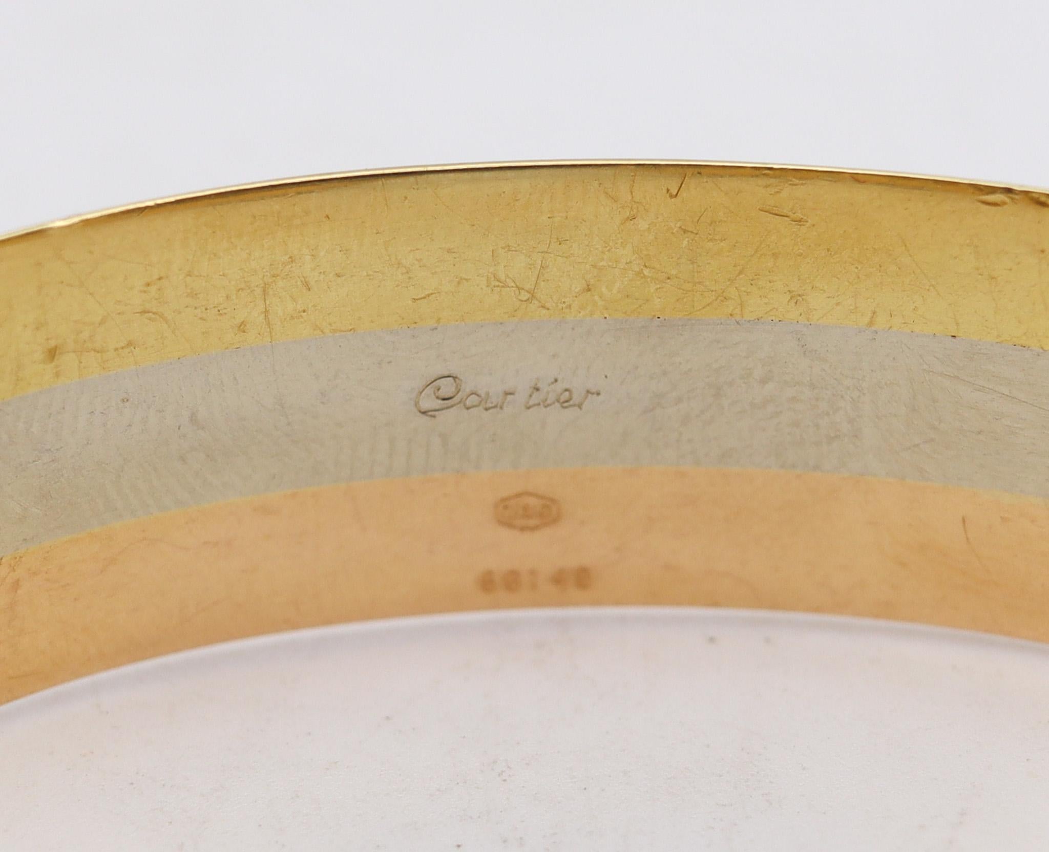 Cartier Paris Vintage Trinity Double C Cuff Bracelet In 18Kt Gold With Diamonds In Excellent Condition For Sale In Miami, FL