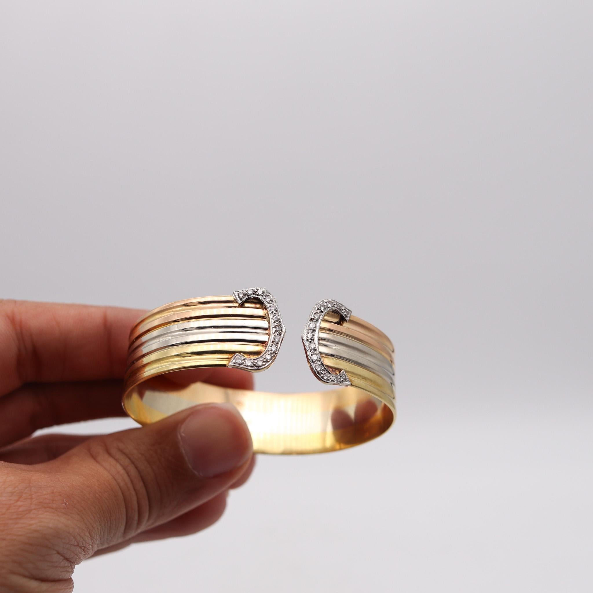 Cartier Paris Vintage Trinity Double Cuff-Manschettenarmband aus 18 Karat Gold mit Diamanten im Angebot 2