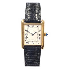 Cartier Paris Montre-bracelet classique Tank mécanique en or jaune vintage