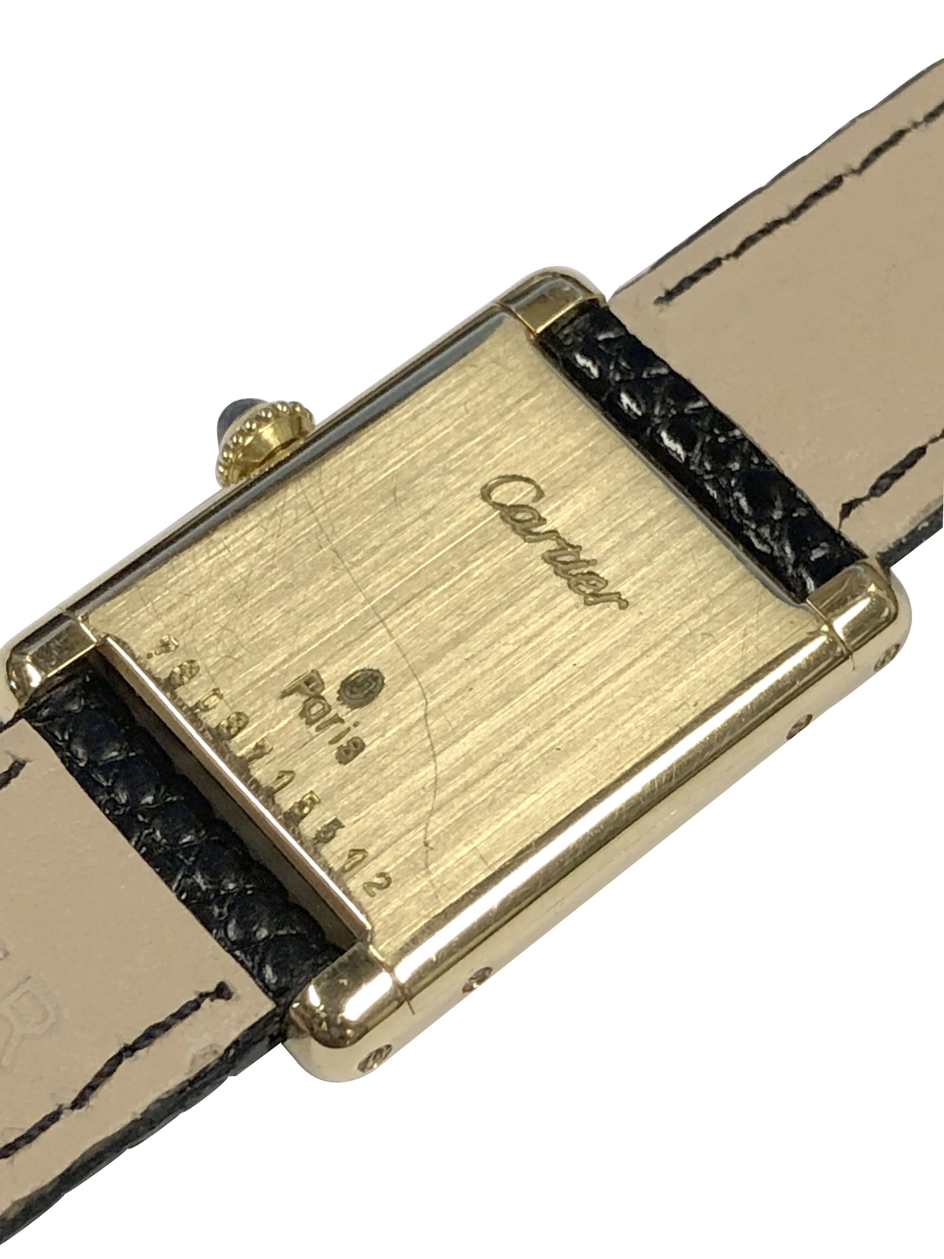 Montre-bracelet Classic Tank en or jaune Cartier Paris vintage Excellent état à Chicago, IL