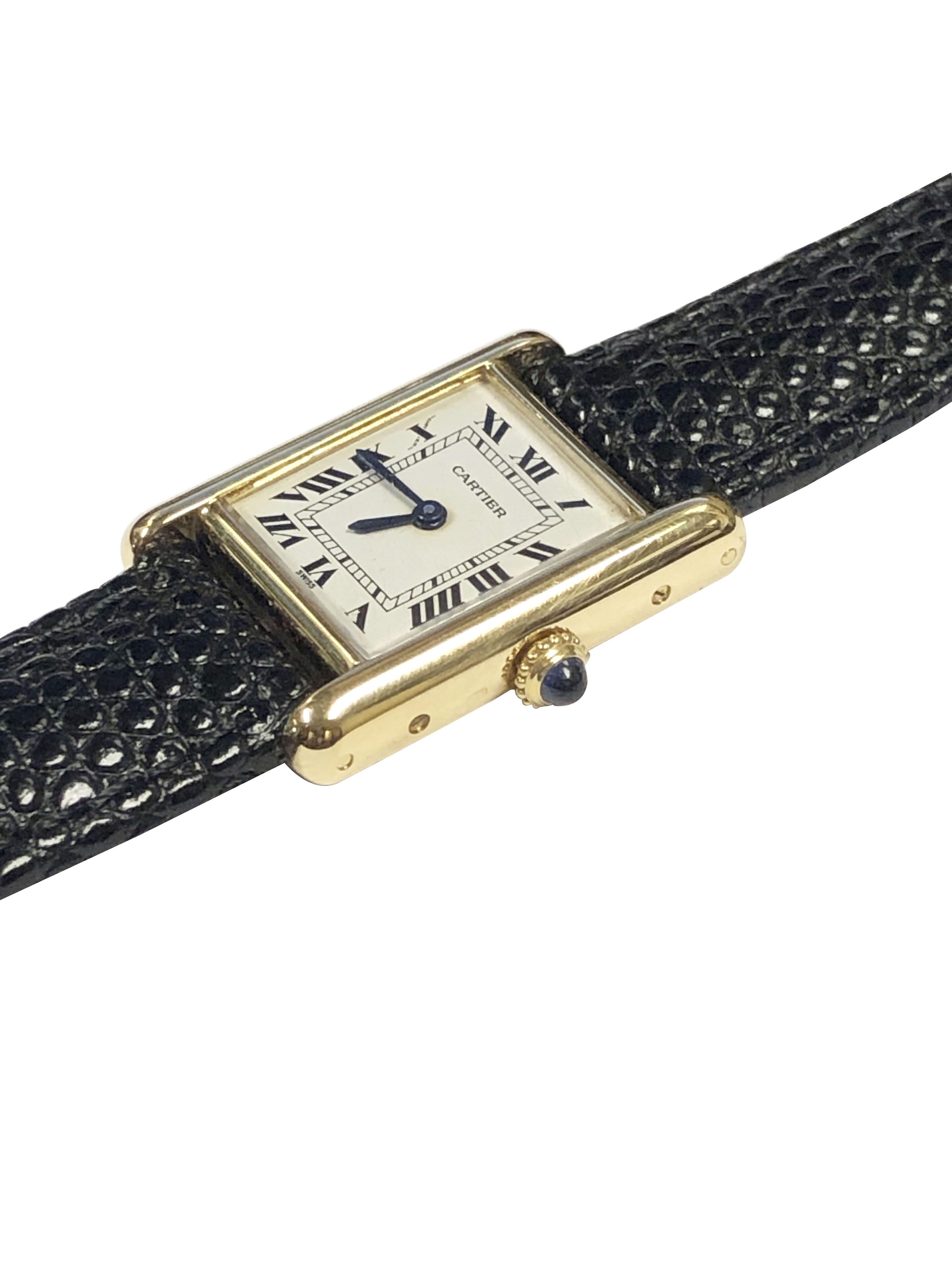  Montre-bracelet Classic Tank en or jaune Cartier Paris vintage Pour femmes 