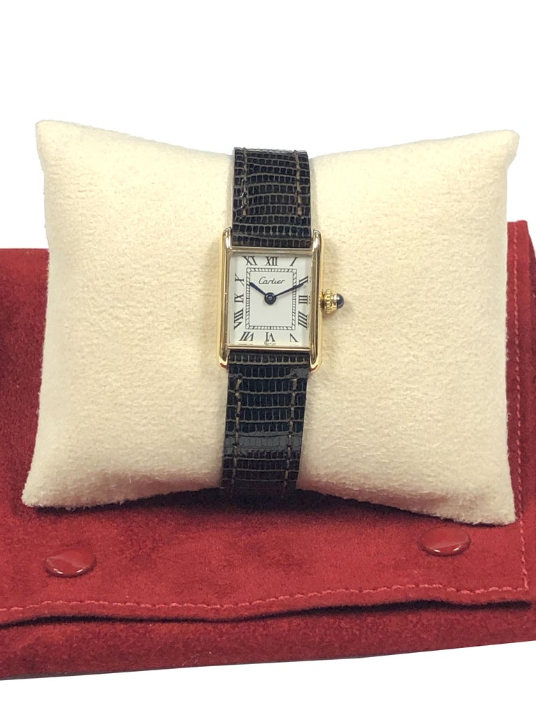 Cartier Paris Vintage Yellow Gold Ladies Classic Tank Mechanical Wrist Watch 2