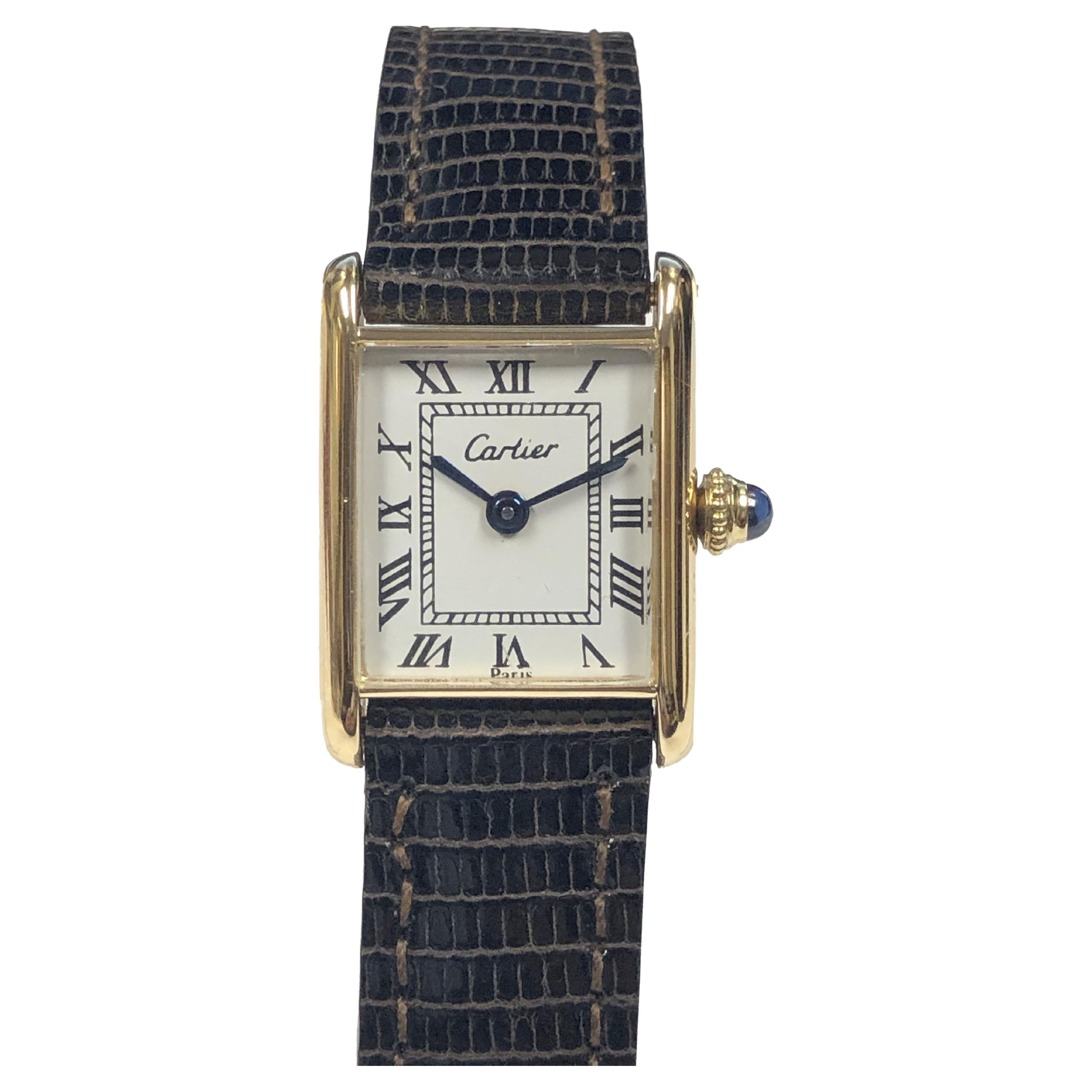 Cartier Paris Vintage Yellow Gold Ladies Classic Tank Mechanical Wrist Watch