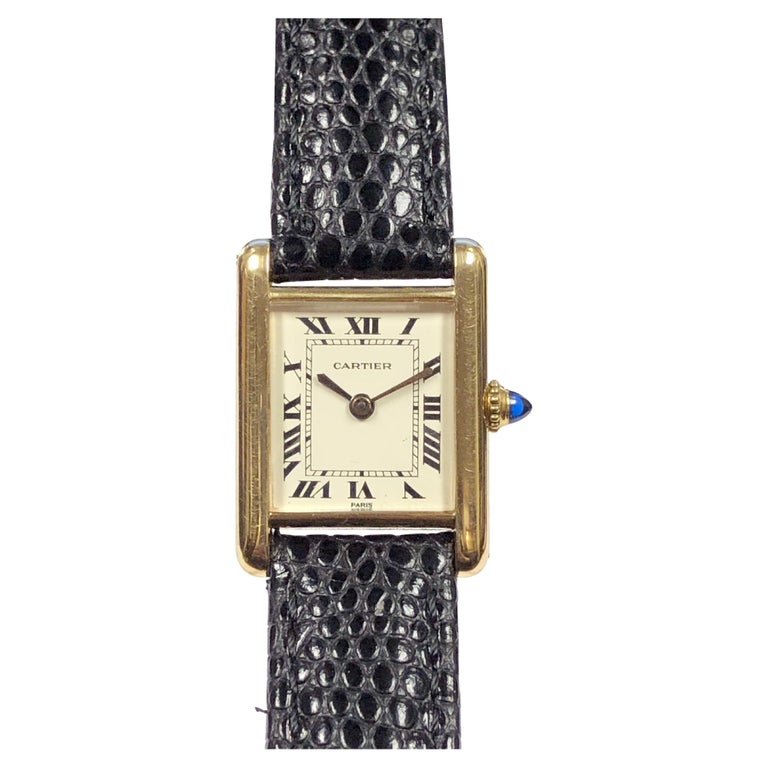 Cartier Montre-bracelet Tank classique vintage en or jaune à remontage  manuel pour femmes, Paris sur 1stDibs | montre cartier vintage femme