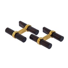 Cartier Paris Wood Gold Bar Cufflinks